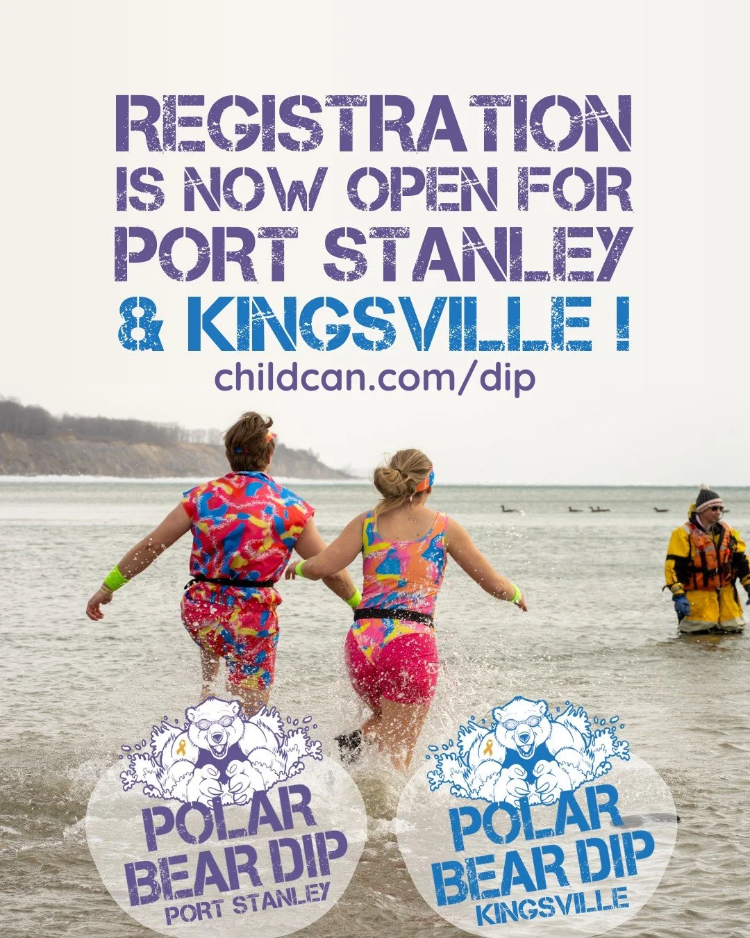 🐻&zwj;❄️ Kingsville AND Port Stanley Polar Bear Dip - BOTH now open for registration! We can't wait to see you, your creative team names, and creative fundraising!

📅March 7 = Port Stanley
📅March 28 = Kingsville

See all the details at https://chi