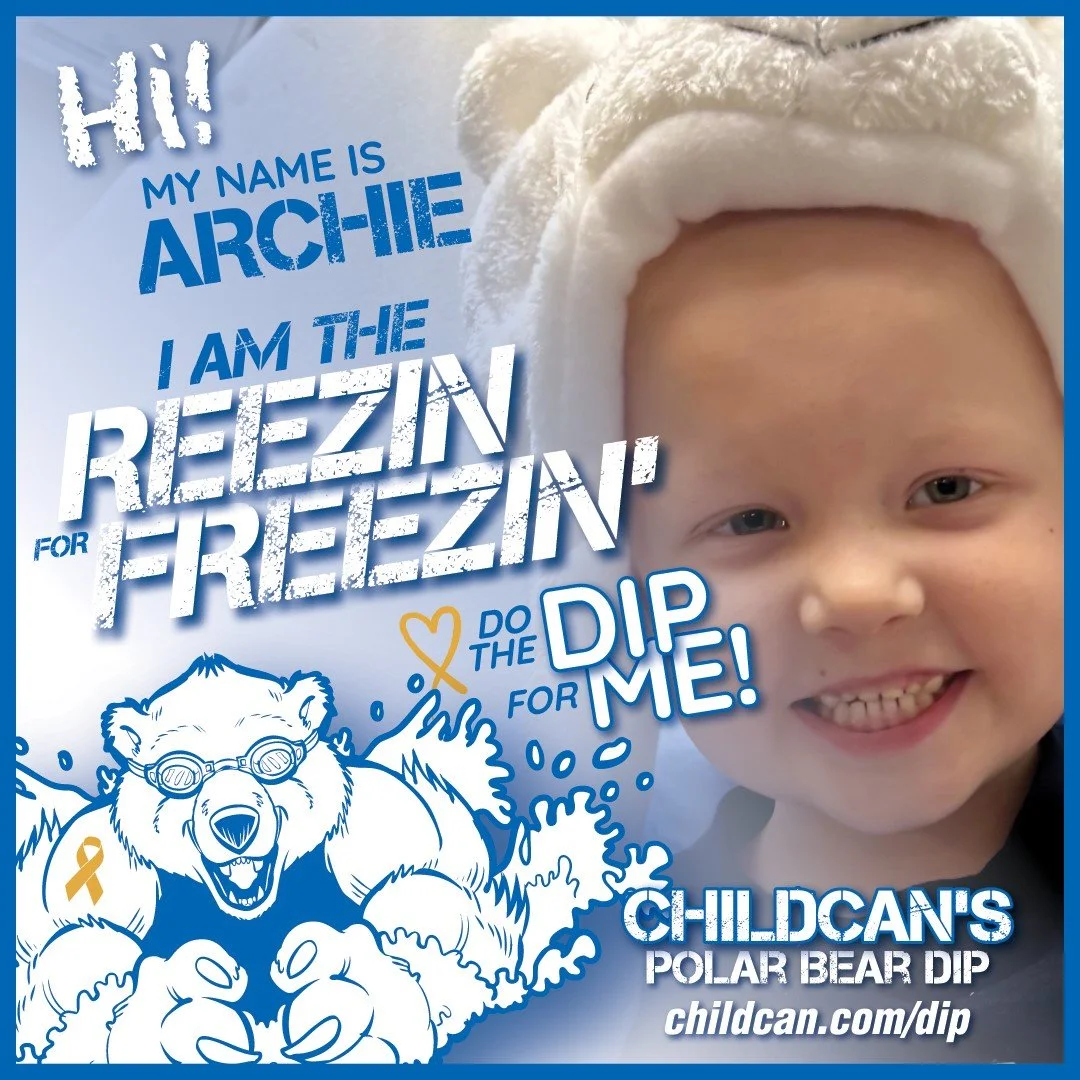 Will you Dip for Archie? He's the Reezin for Freezin'! 

Register now and start fundraising to support kids like Archie: https://childcan.com/dip 

#ChildcanDip #PortStanley #KingsvilleOntario  #FacingChildhoodCancerTogether💛🎗💛