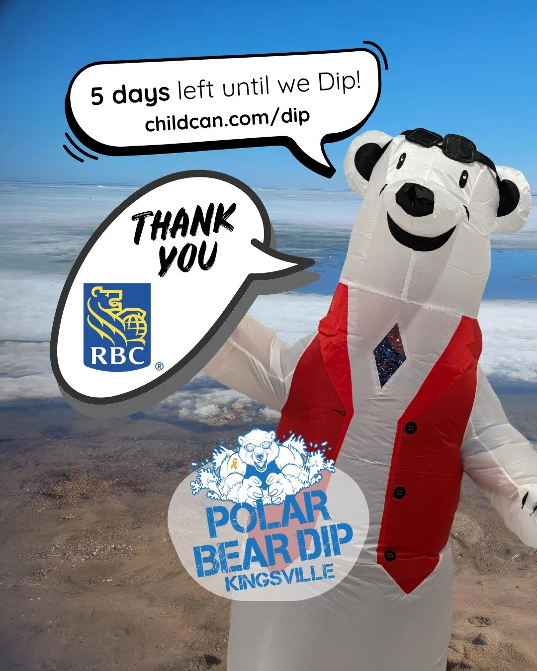 Just 5 days left until the Kingsville Polar Bear Dip! We're getting excited and grateful for all the support, including from our friends at RBC for their loyal support. 

Have you seen how much HOPE for our kids and families has been raised already? 