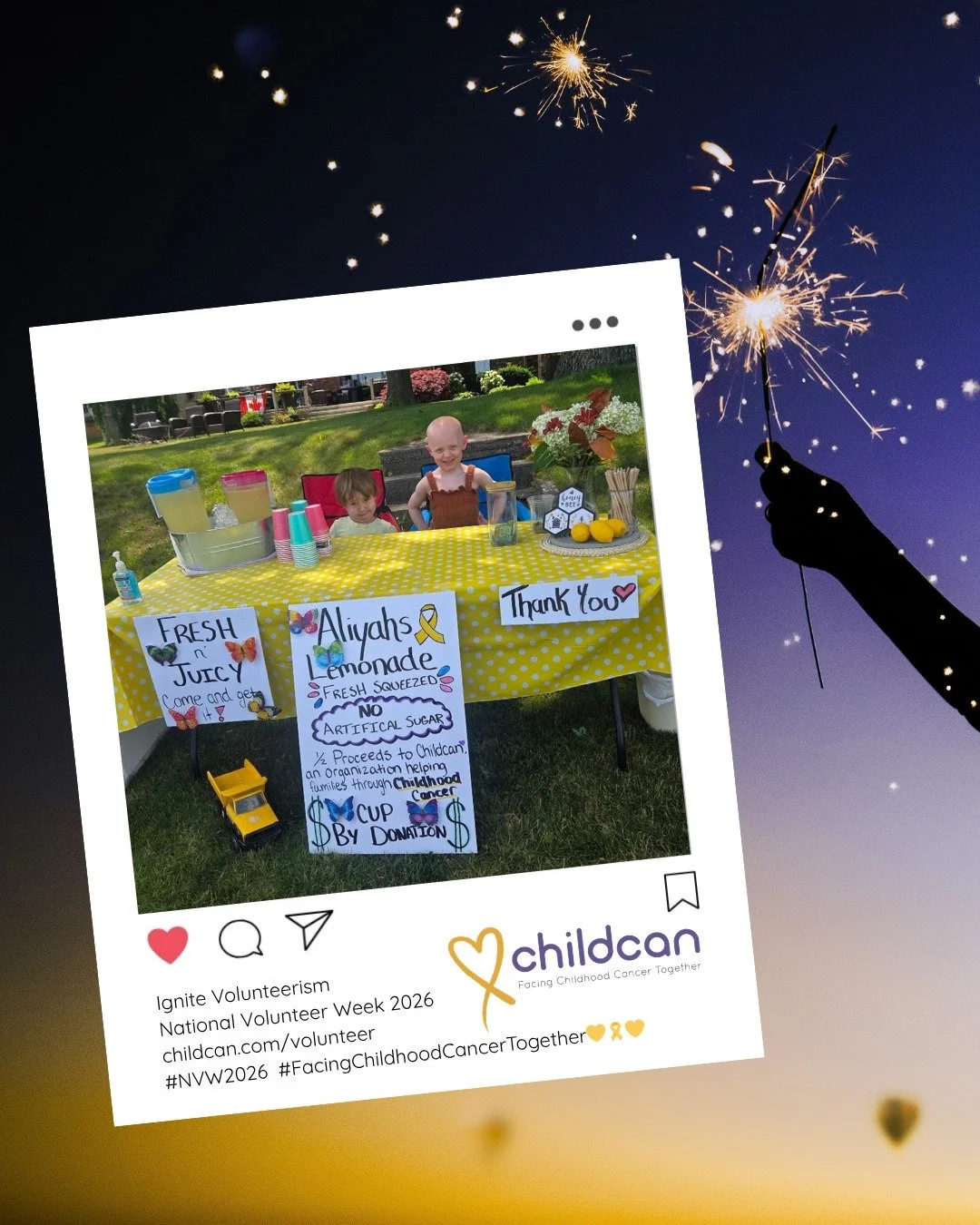 "We decided to do a lemonade stand in support of Childcan, because Childcan is truly near and dear to our heart. Childcan was there to support our family when our daughter was diagnosed with cancer in July 2024. We can't thank them enough for ev