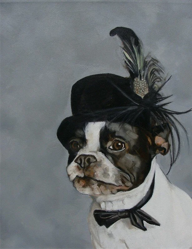 French Bulldog Feather Hat.JPG
