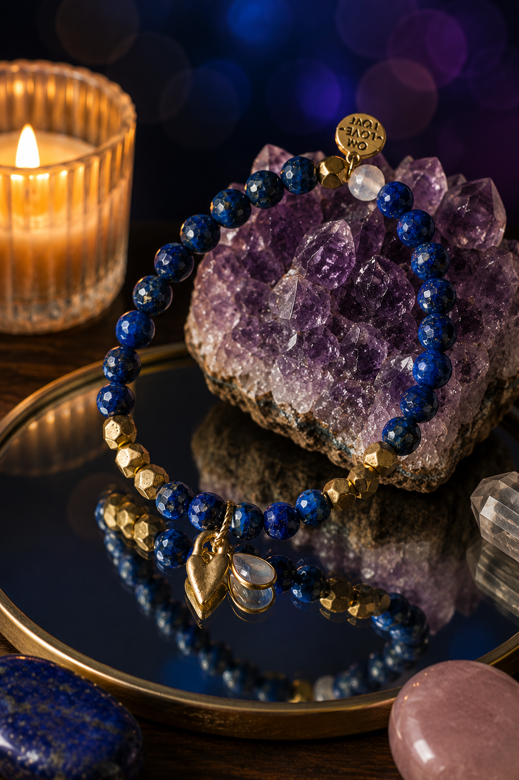 Lapis Lazuli and Rose Quartz: Wisdom + Love Power Bracelet