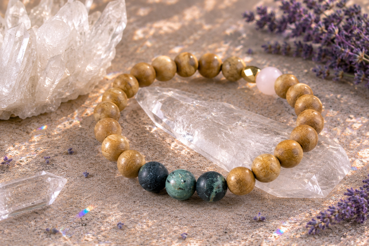 8mm Kambaba Jasper and Sandalwood Mindfulness Bracelet