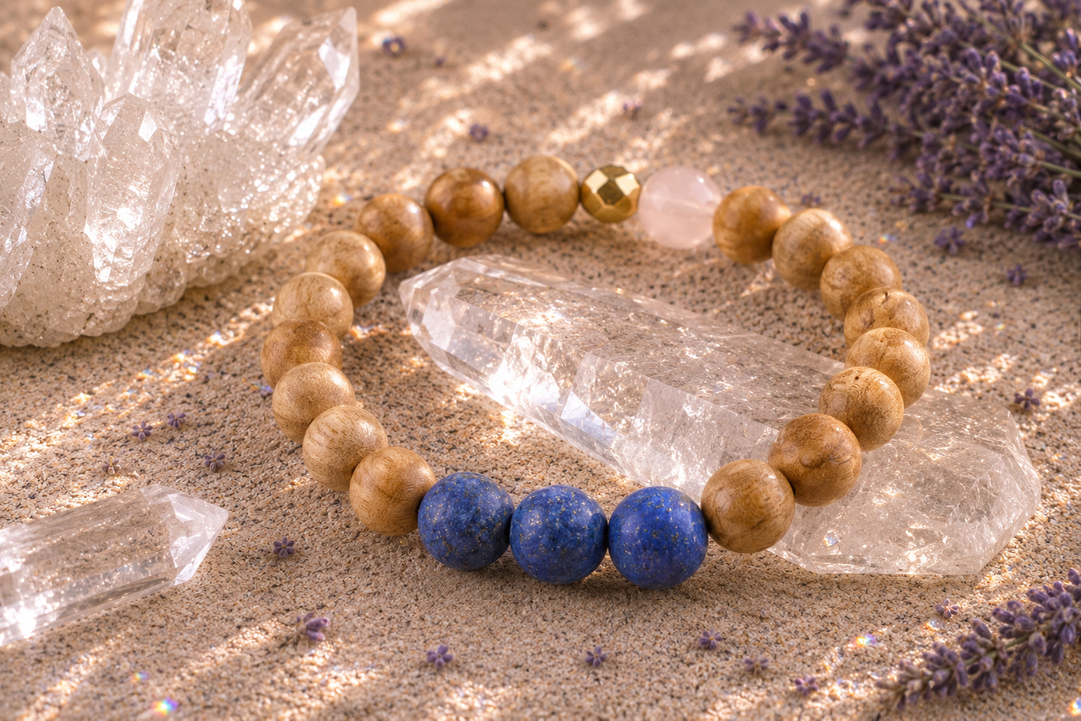 8mm Lapis Lazuli and Sandalwood Mindfulness Bracelet