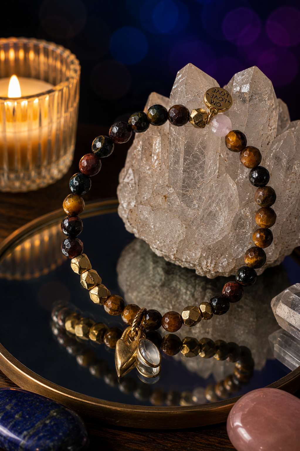 Tiger's Eye and Moonstone: Courage + Divinity Power Bracelet