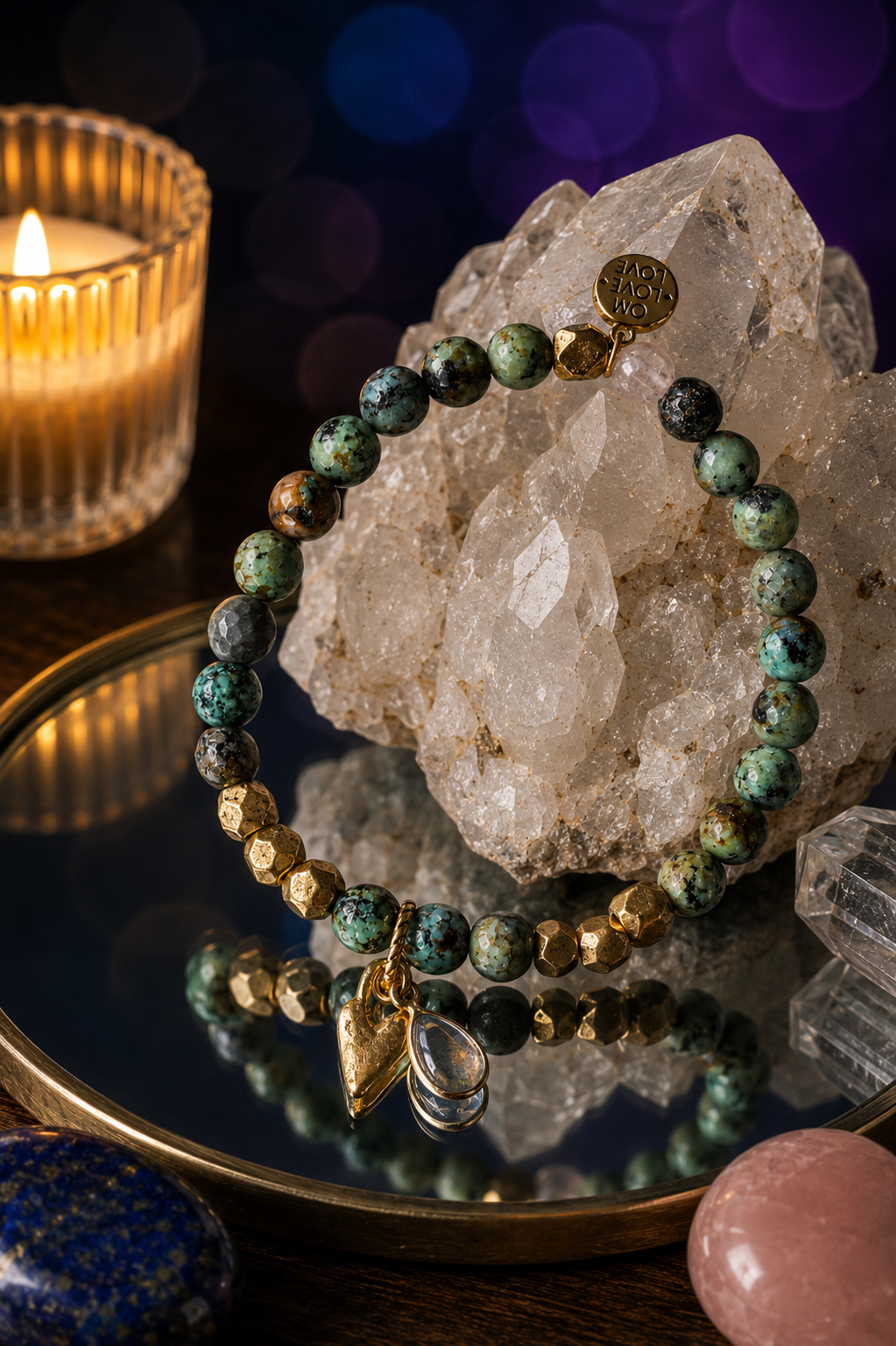 African Turquoise and Labradorite: Transform + Magic Power Bracelet