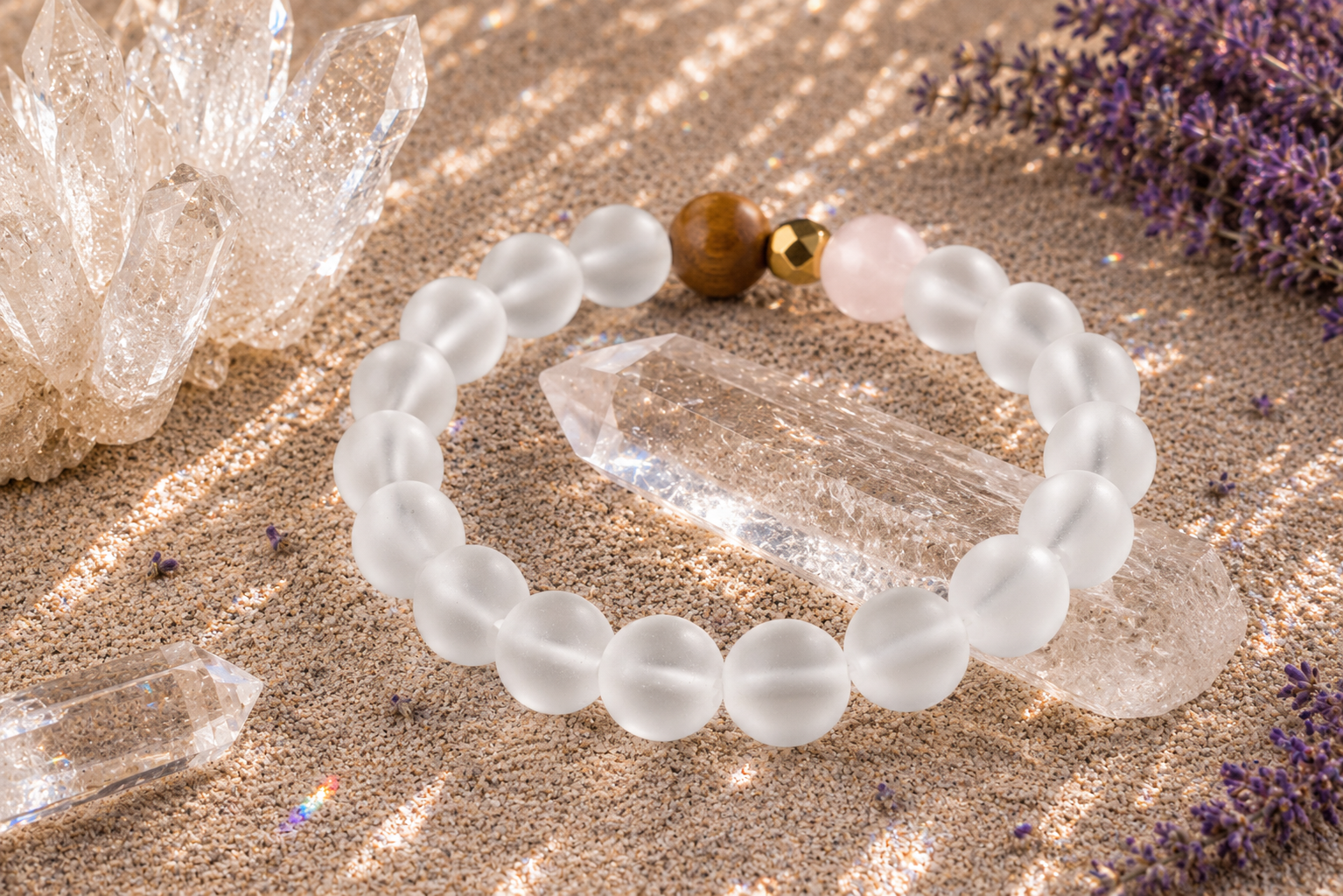 10mm Clear Quartz Mindfulness Bracelet