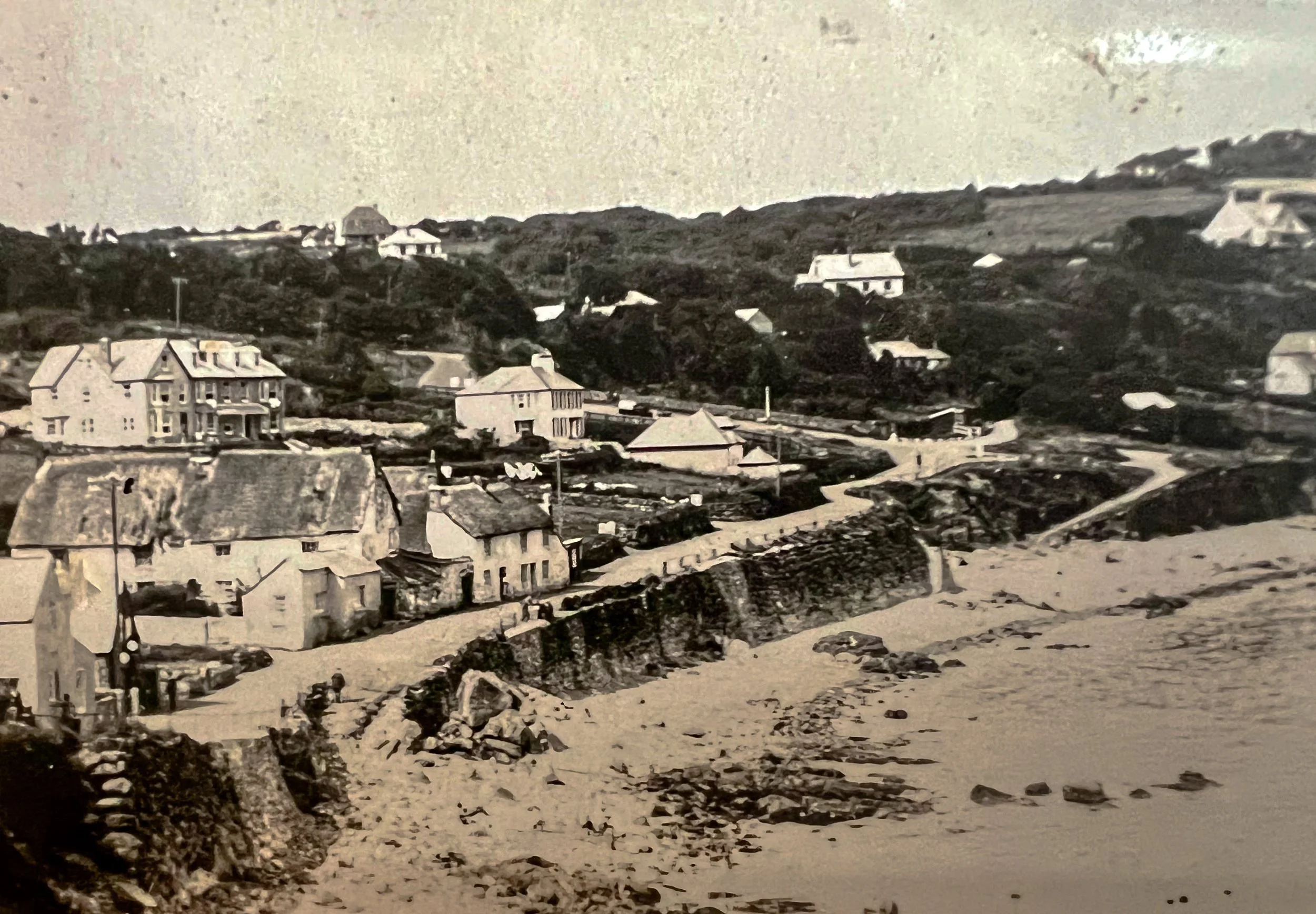 Coverack Beach with The Bay Hotel half way up on the left hand side, circa 1926