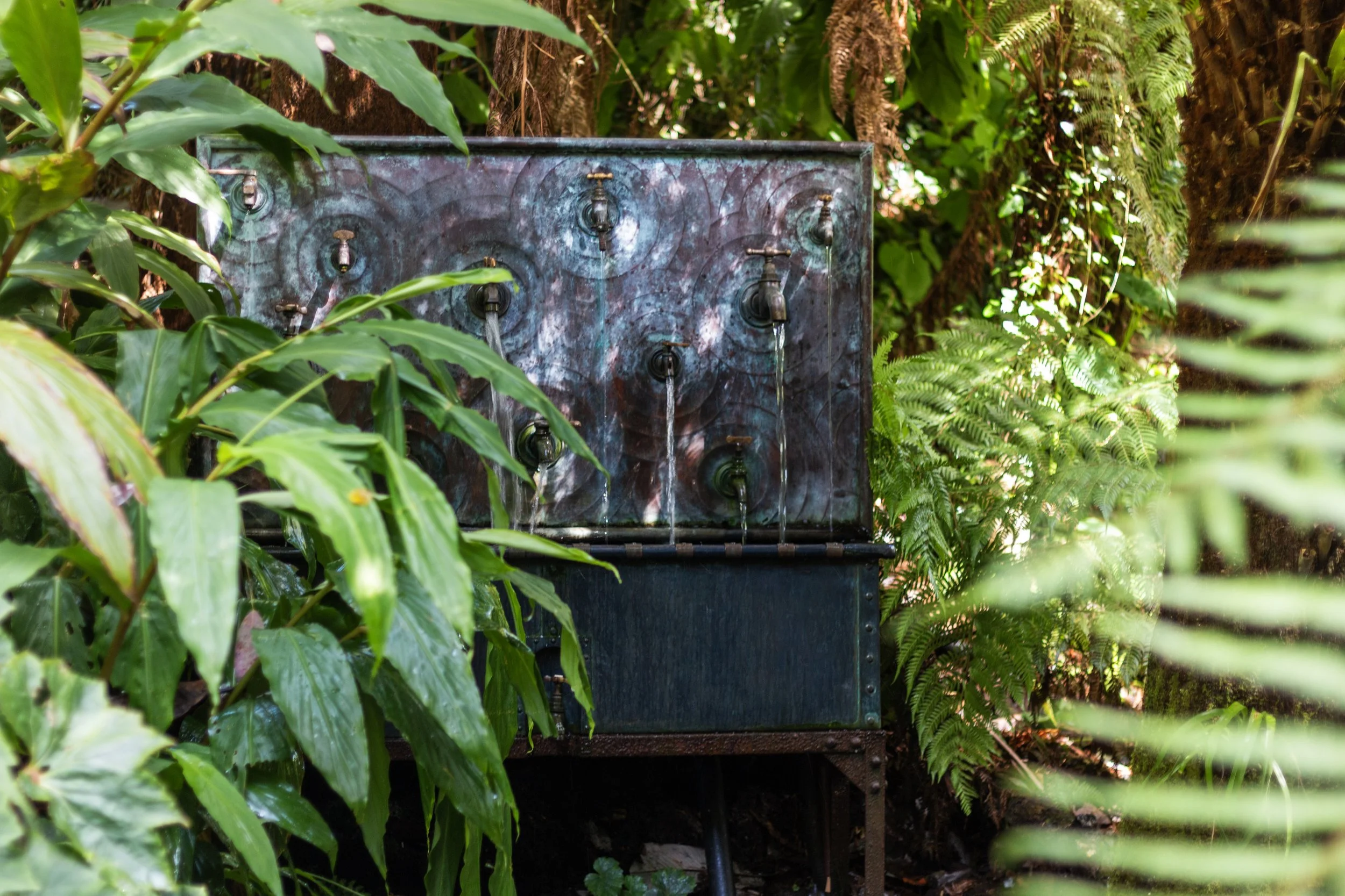 Water Gushing Through Taps Sculpture, Tremenheere Sculpture Gardens, Cornwall
