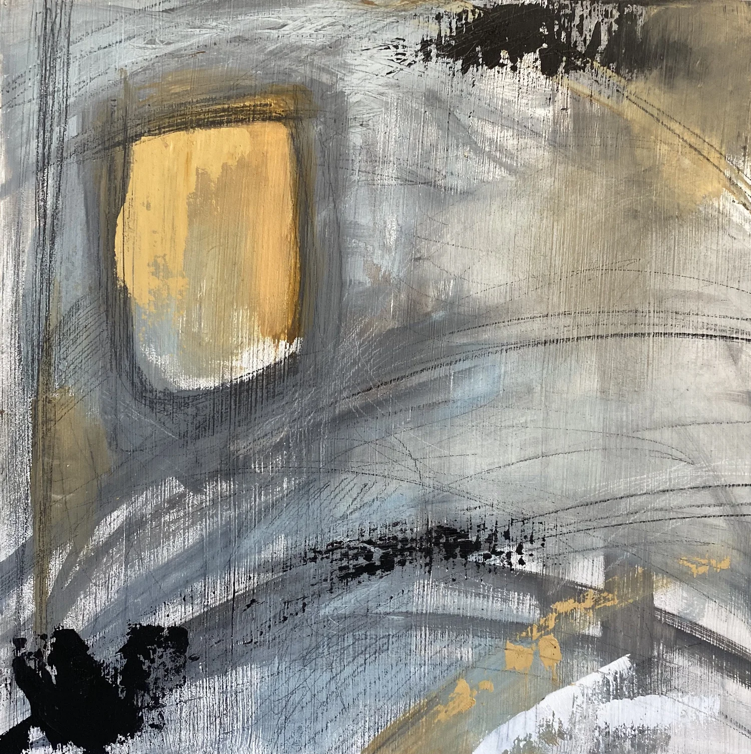 Storm Original mixed media abstract painting on wood panel