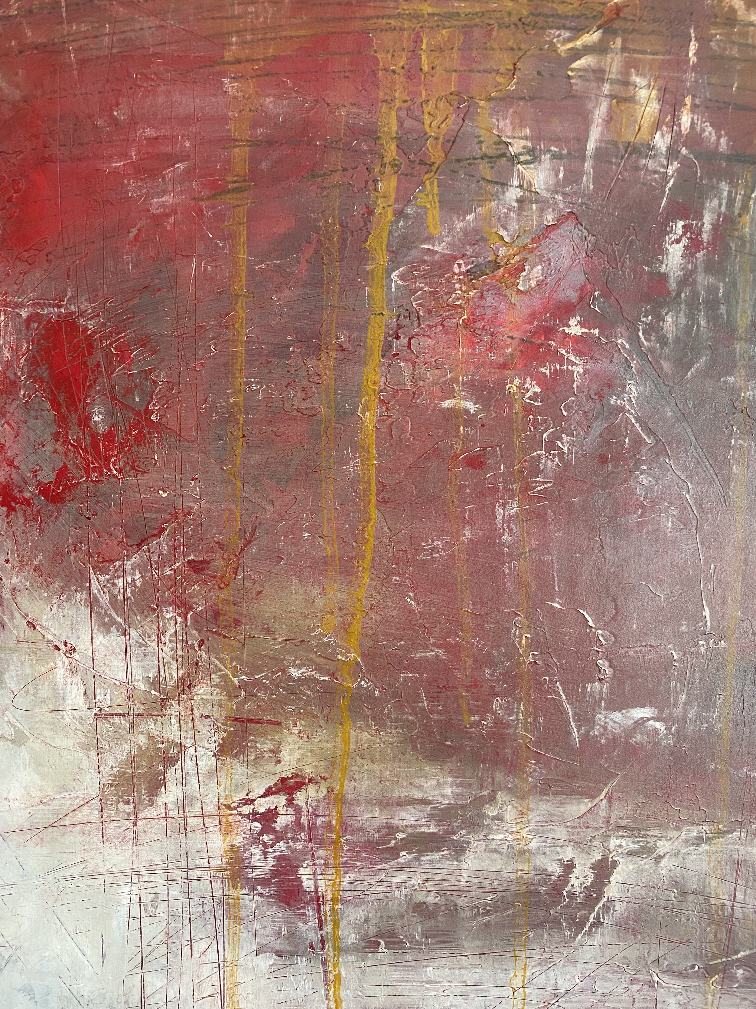 Scars original oil and cold wax painting Andrea Merican artist