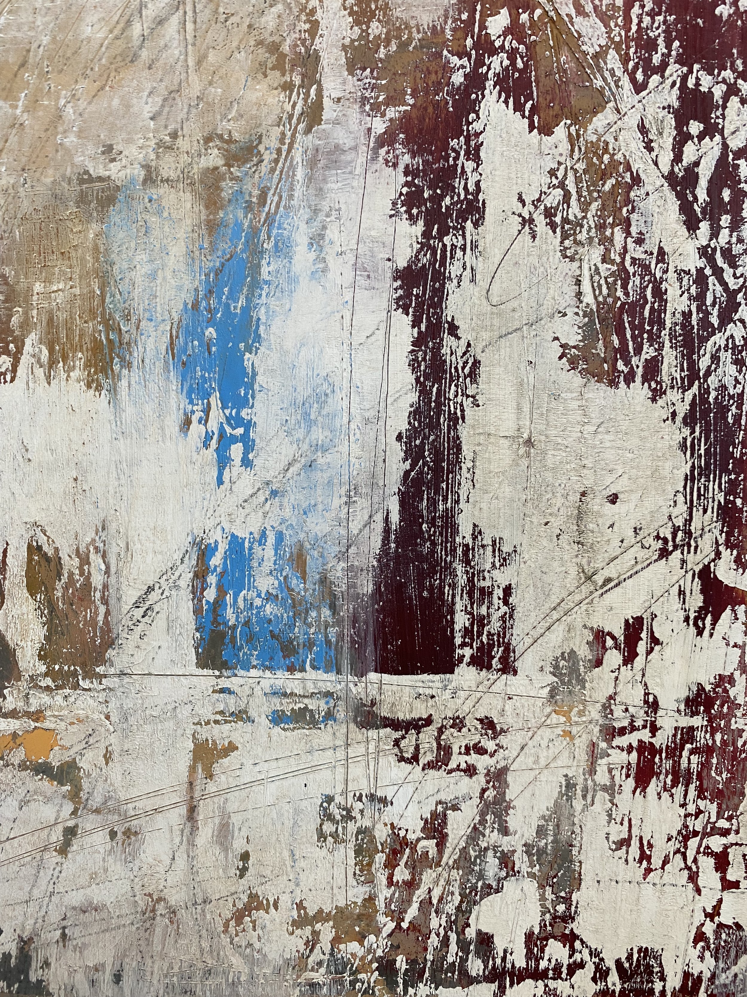 Distressed artwork oil and cold wax abstract painting