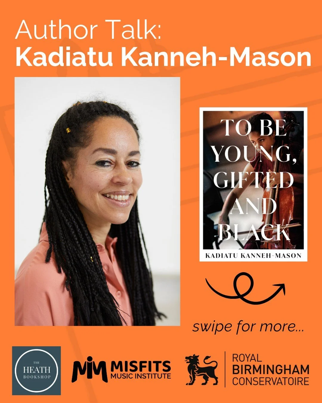 1 month to go! We're super excited for our evening with Kadiatu &amp; Mariatu Kanneh-Mason. We've had a chance to read Kadiatu's new (and highly reviewed!) book, To Be Young, Gifted and Black, and can't wait to hear her discuss more about creating ar