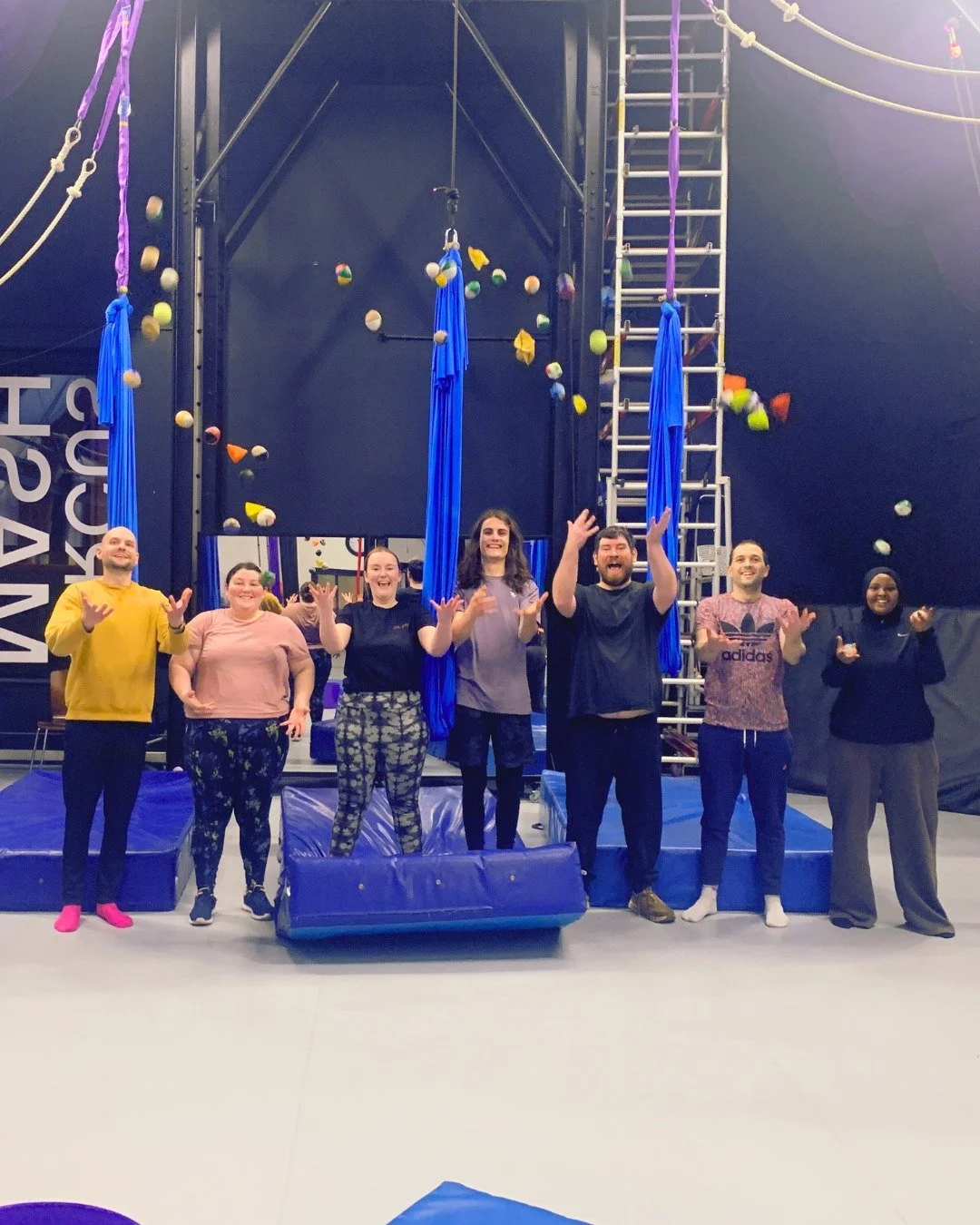 We had a fantastic "post-Christmas, Staff, Christmas Party" at @circusmash where we all did sling fit, juggling and hula-hooping. A massive thanks to Joe for providing a great time and being supportive of our many rest breaks and breathers.