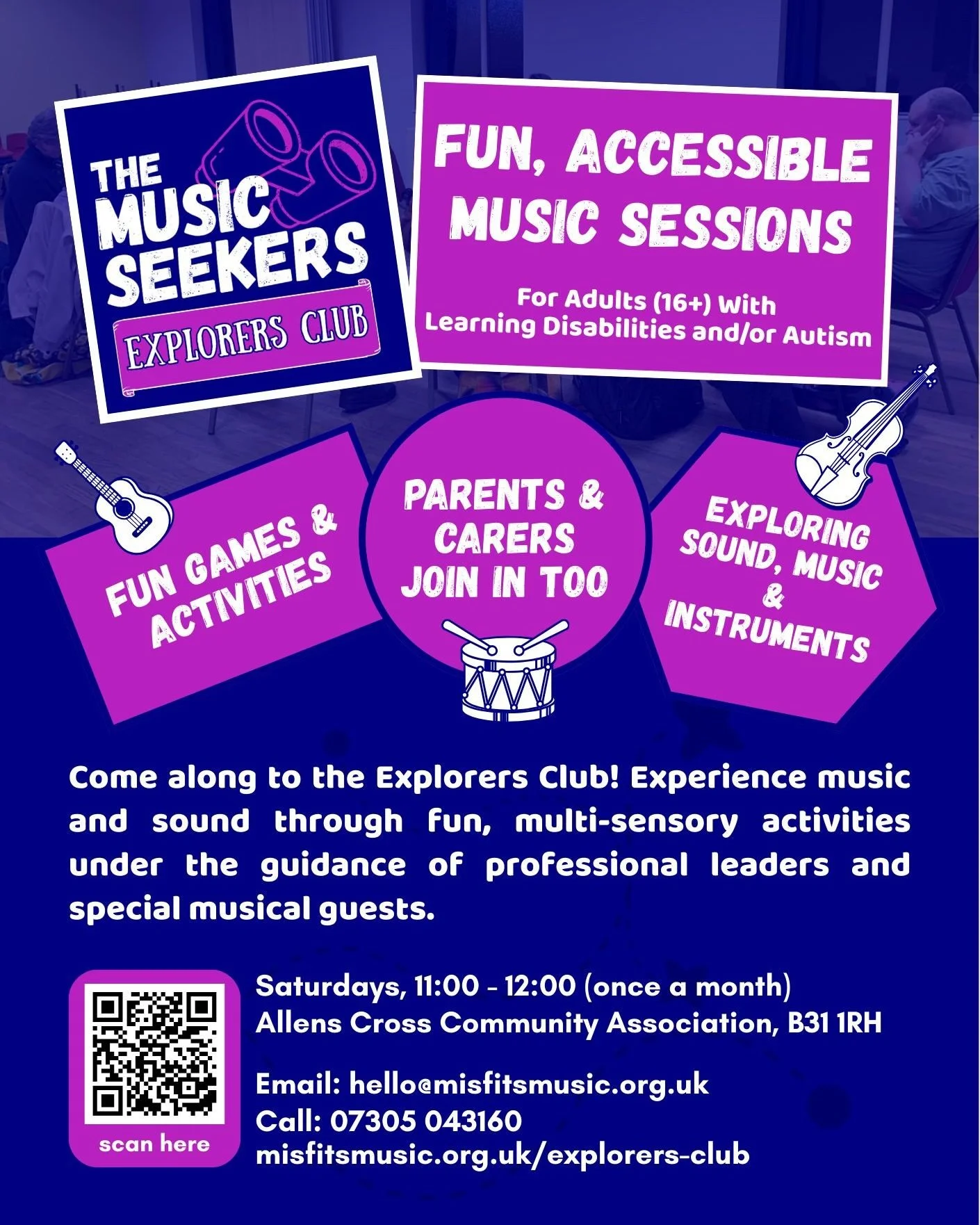 We are super excited to be launching our new accessible music project, The Music Seekers Explorers Club! Our first session is next week on Saturday 21st March.

For more details and to book your place, head to our website via the link in our bio.

Pl