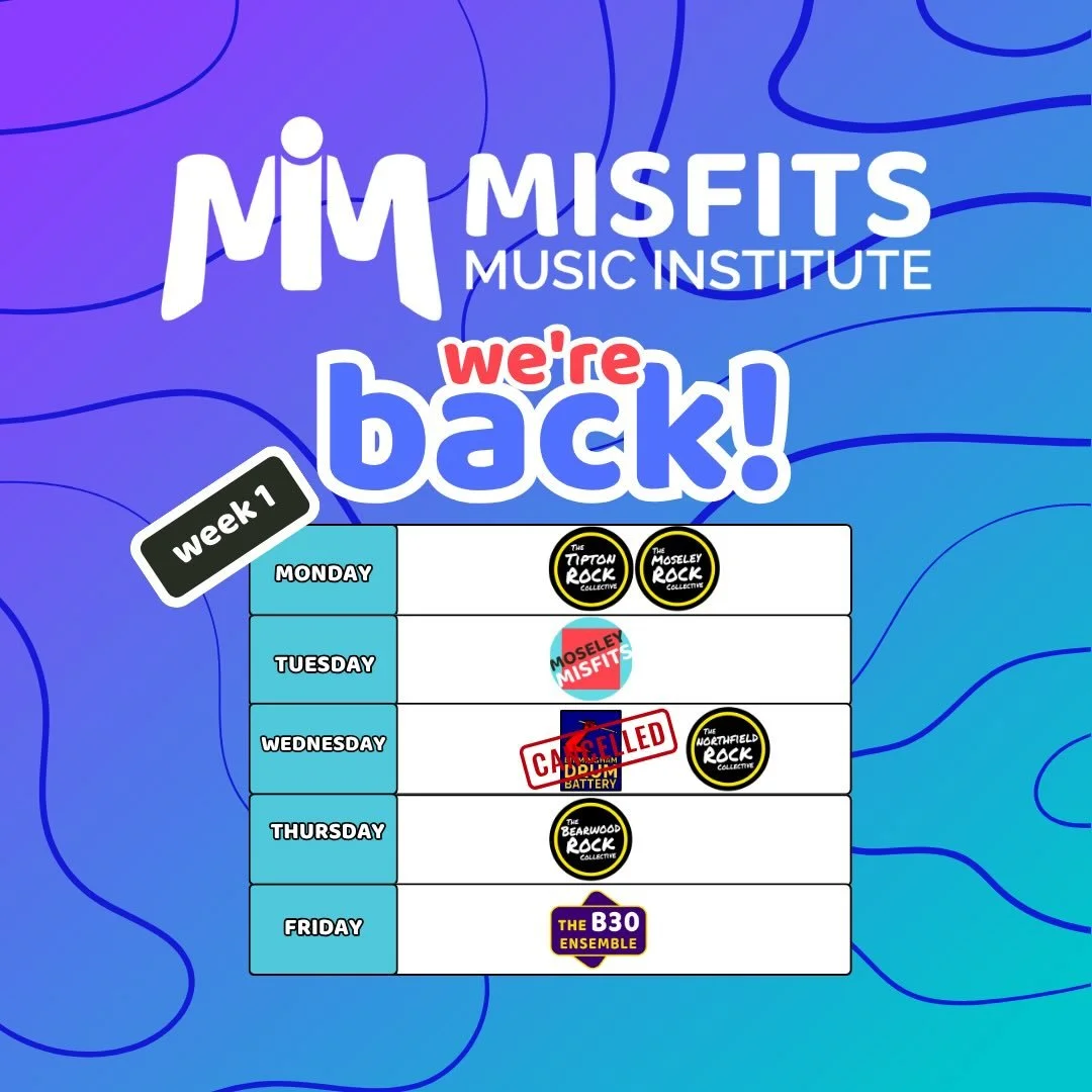 Sessions are back next week! Join us for a whole new term of playing music. 

Our BDB session will not be on next week but will resume as normal the week after. 

Head to the link in our bio for all info on times and locations for sessions.