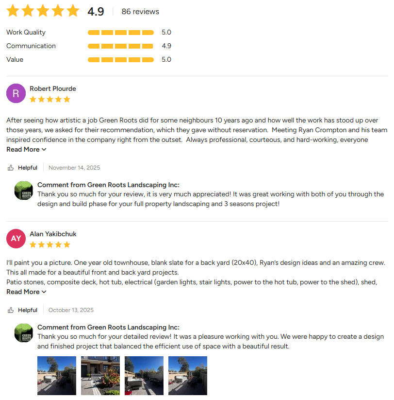 Customer 5 star reviews from Houzz