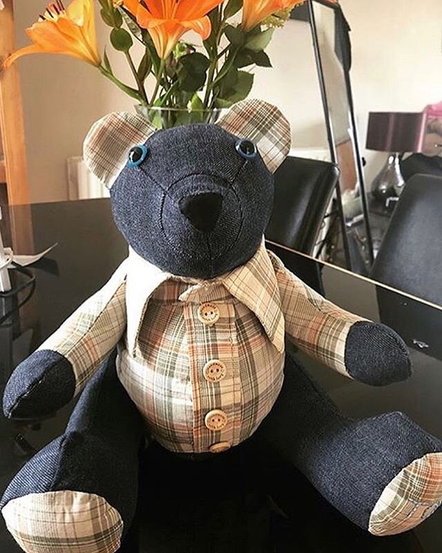 I&rsquo;ve spent this afternoon making very special memory bears for two young children who recently lost their mummy 💓 Here&rsquo;s the bear I made for my mum when we lost my grandad, he&rsquo;s made out of my gramps old shirt.. he lives in the din