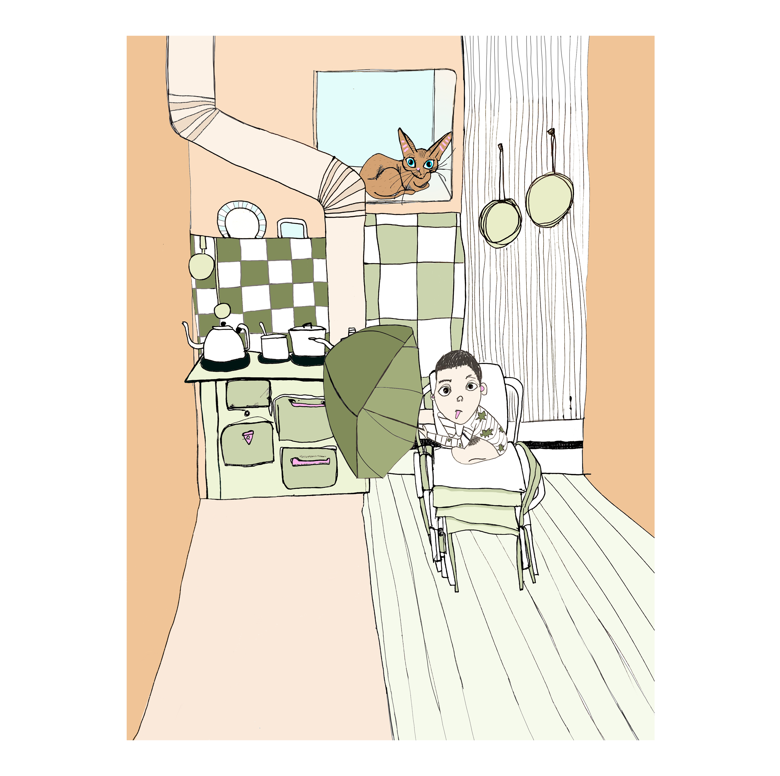 Boy with umbrella and cat (sq).png