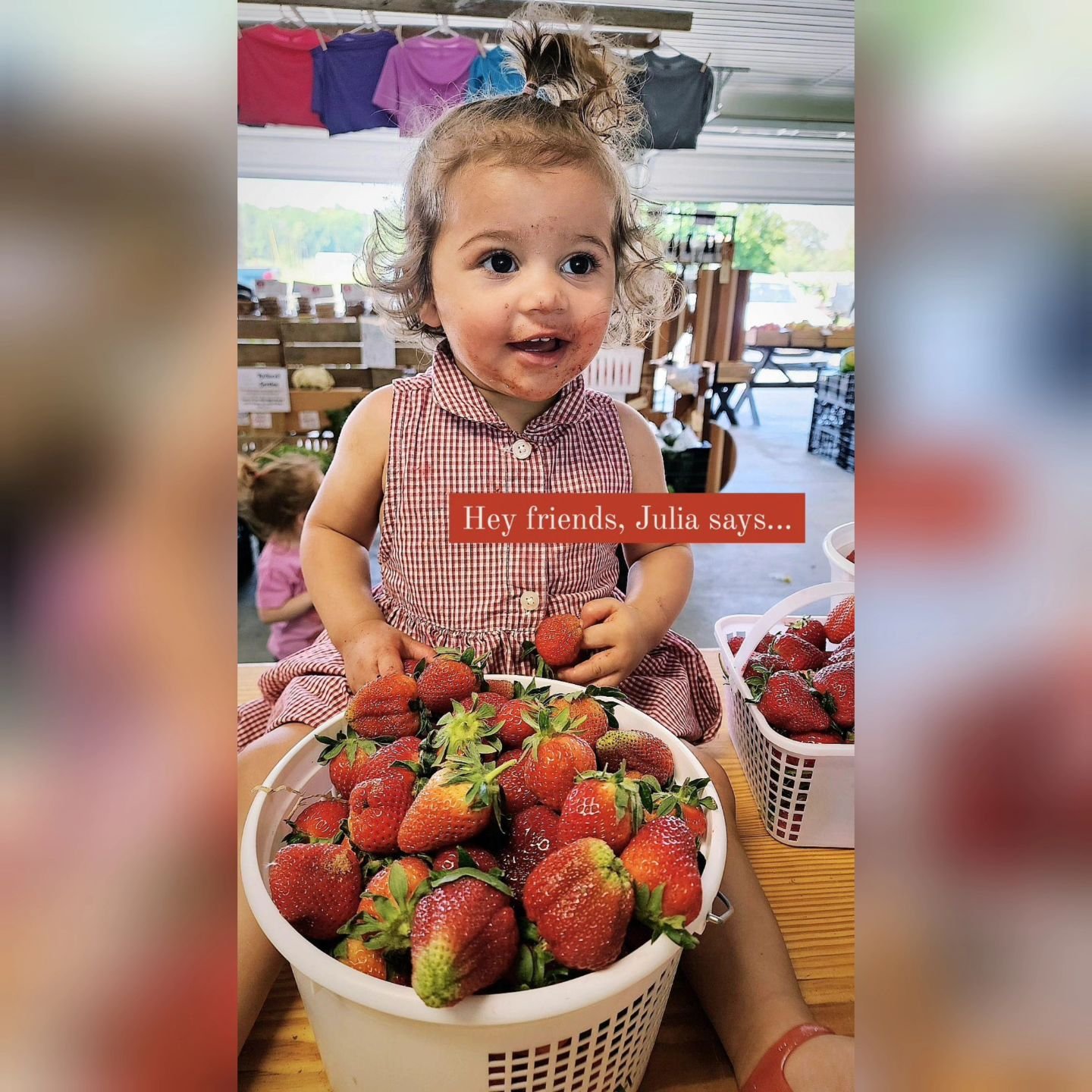 A little snippet of &quot;Julia Says&quot; 📣 (I mean what's cuter!?!)

🍓Pick Your Own Strawberry 🍓 
Everyday 9 a - 6:30 p

22645 Kings Highway. VA, 22572
804-493-3013

#Garners #FarmandMarket #Strawberries #StrawberrySeason #PickYourOwn #UPick #Sp