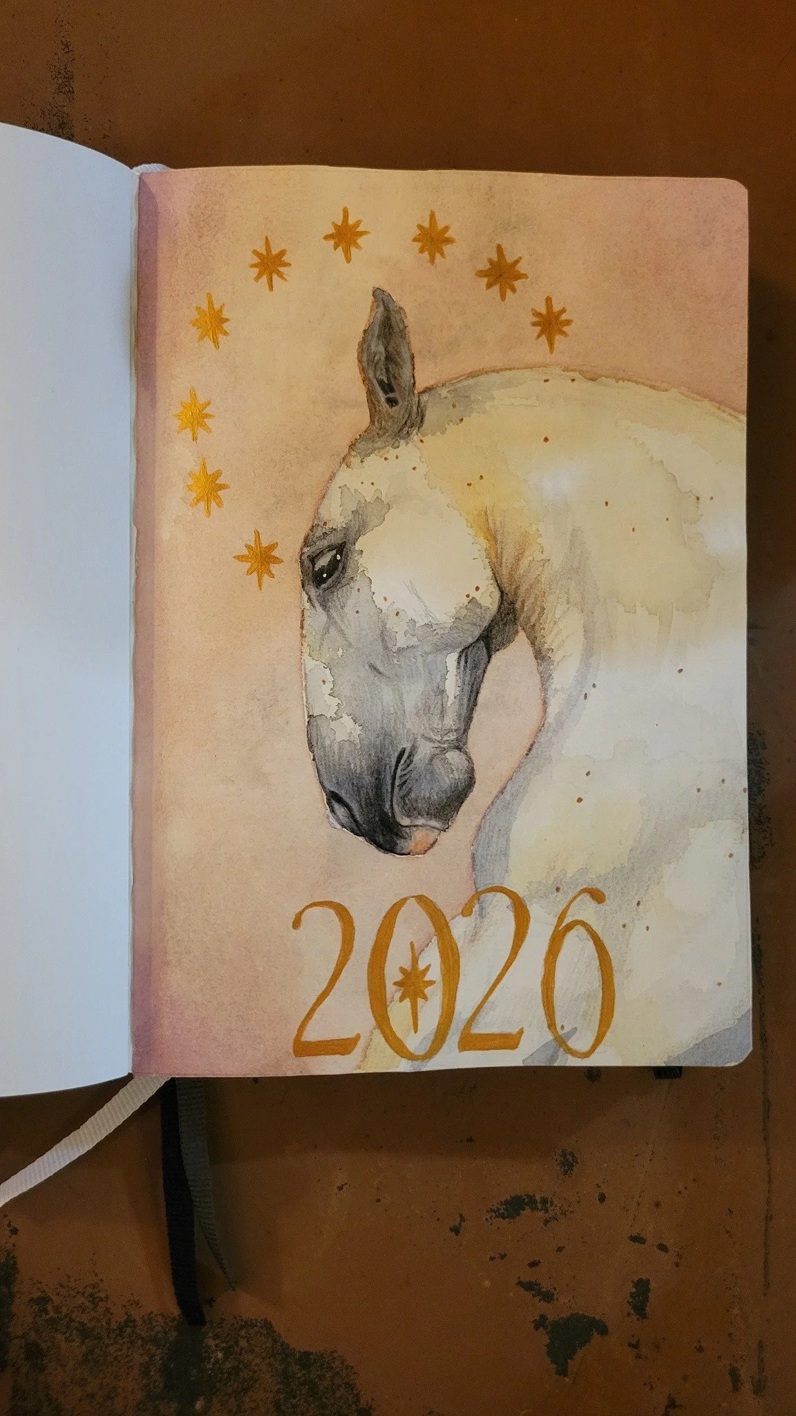 Year of the Horse: Journal drawing, watercolor, color pencil and pen - January 2026