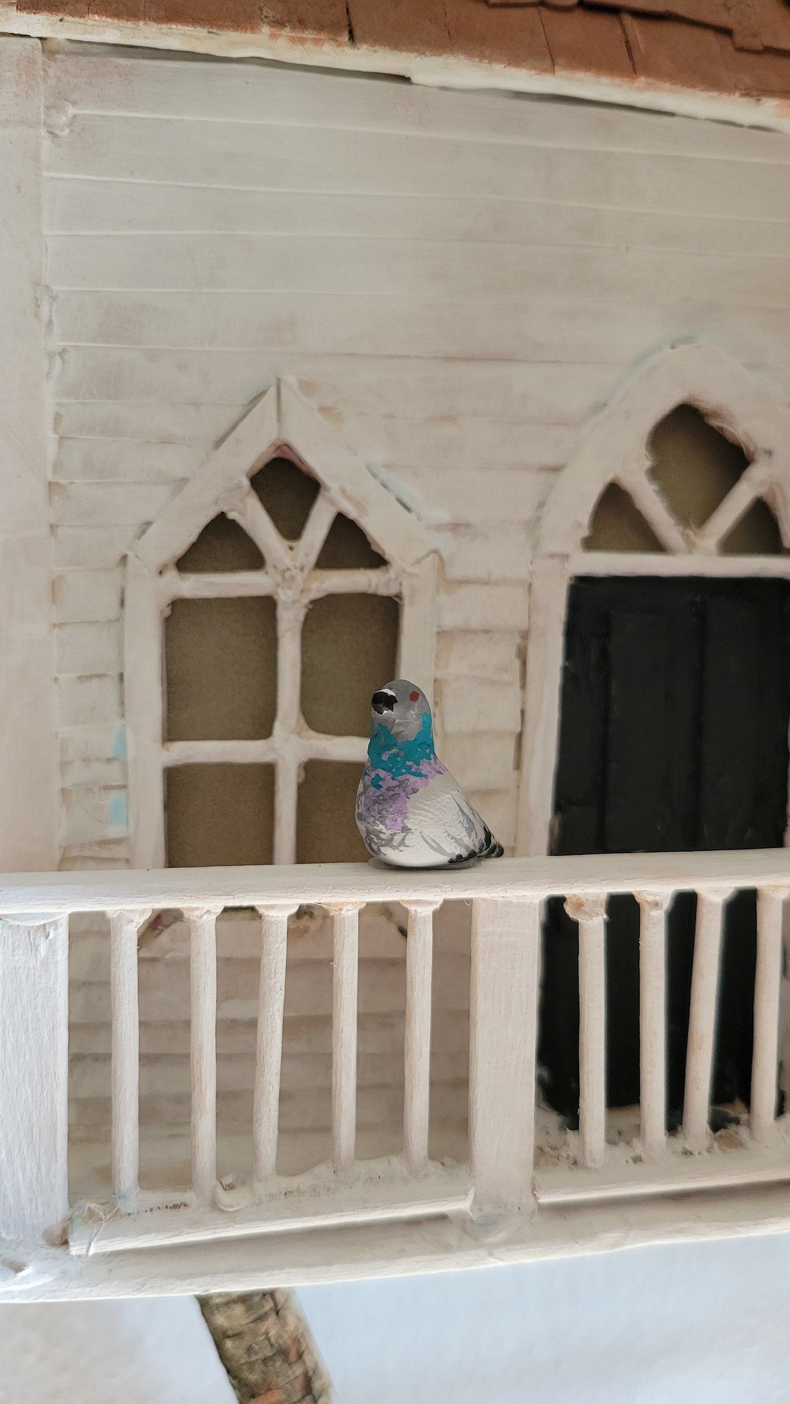 Oaks Pioneer Church - Papier-mache - Pigeon detail - January 2025