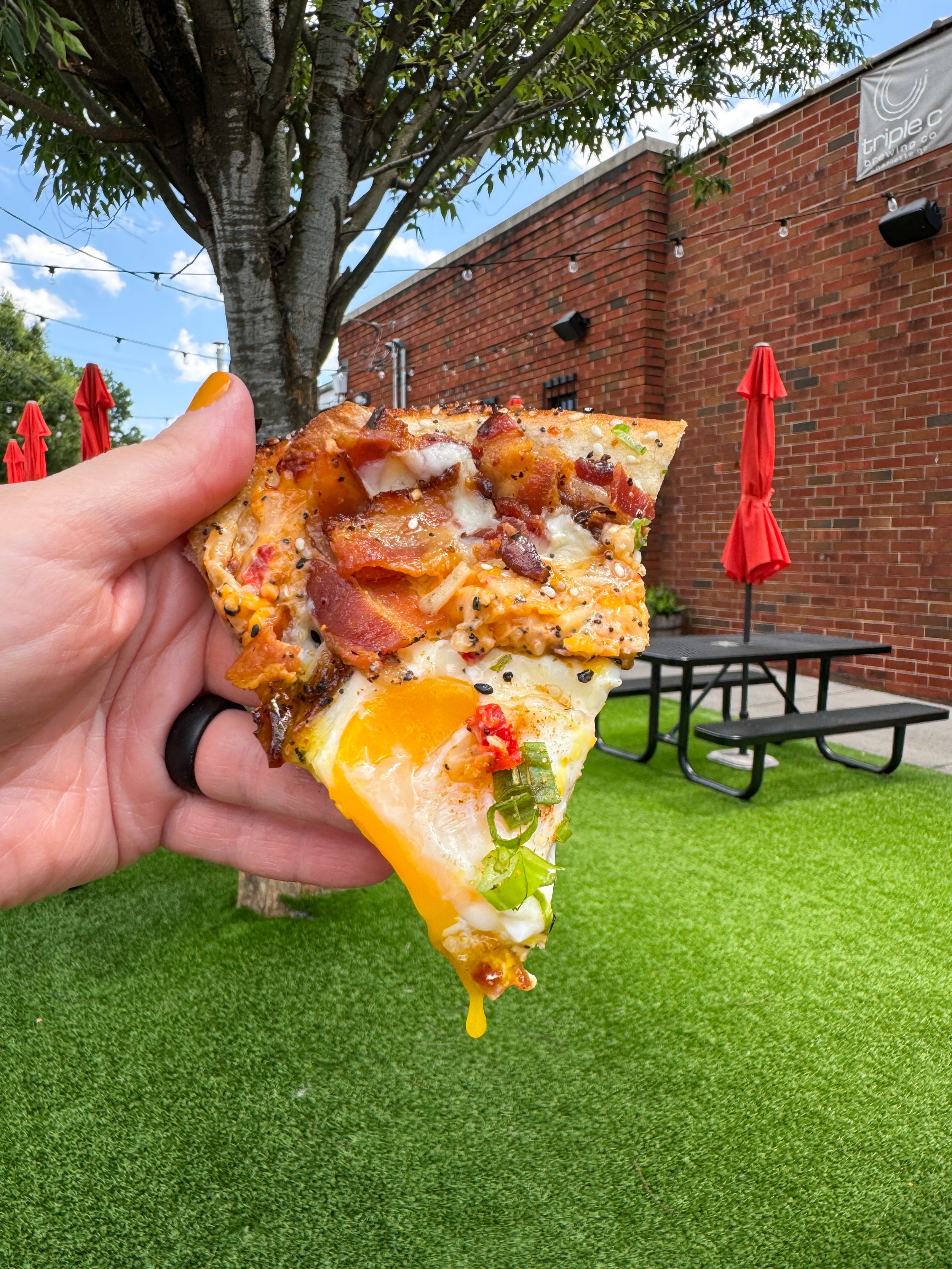 breakfast pimento cheese pizza