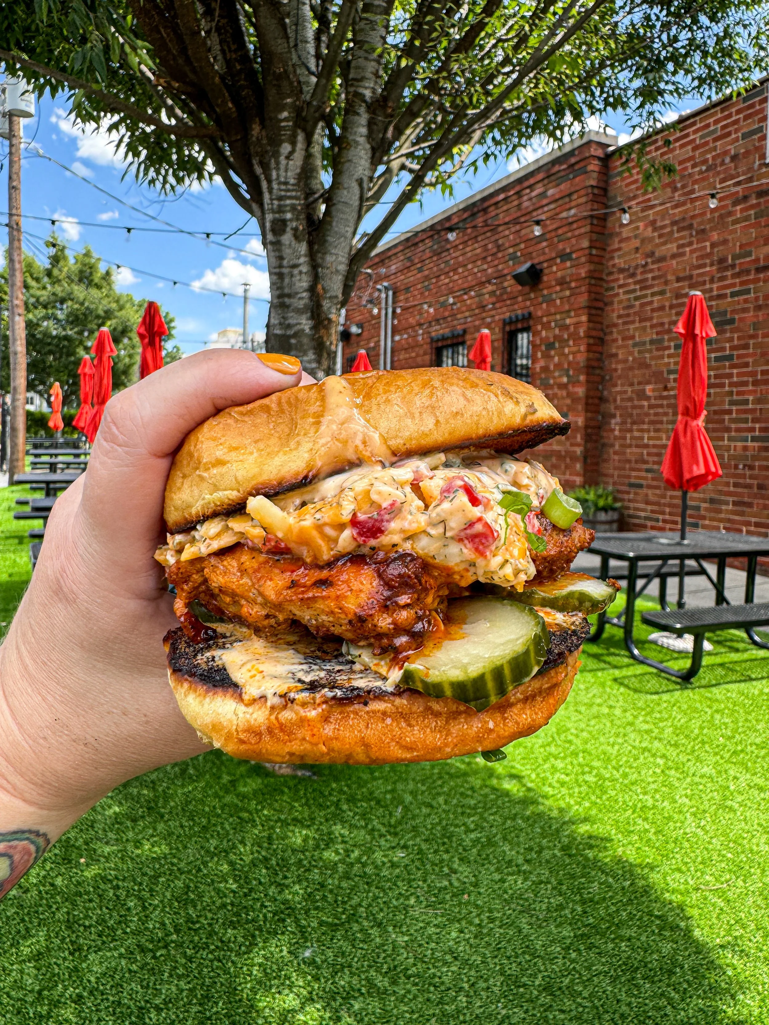 grilled chicken pimento cheese sandwich