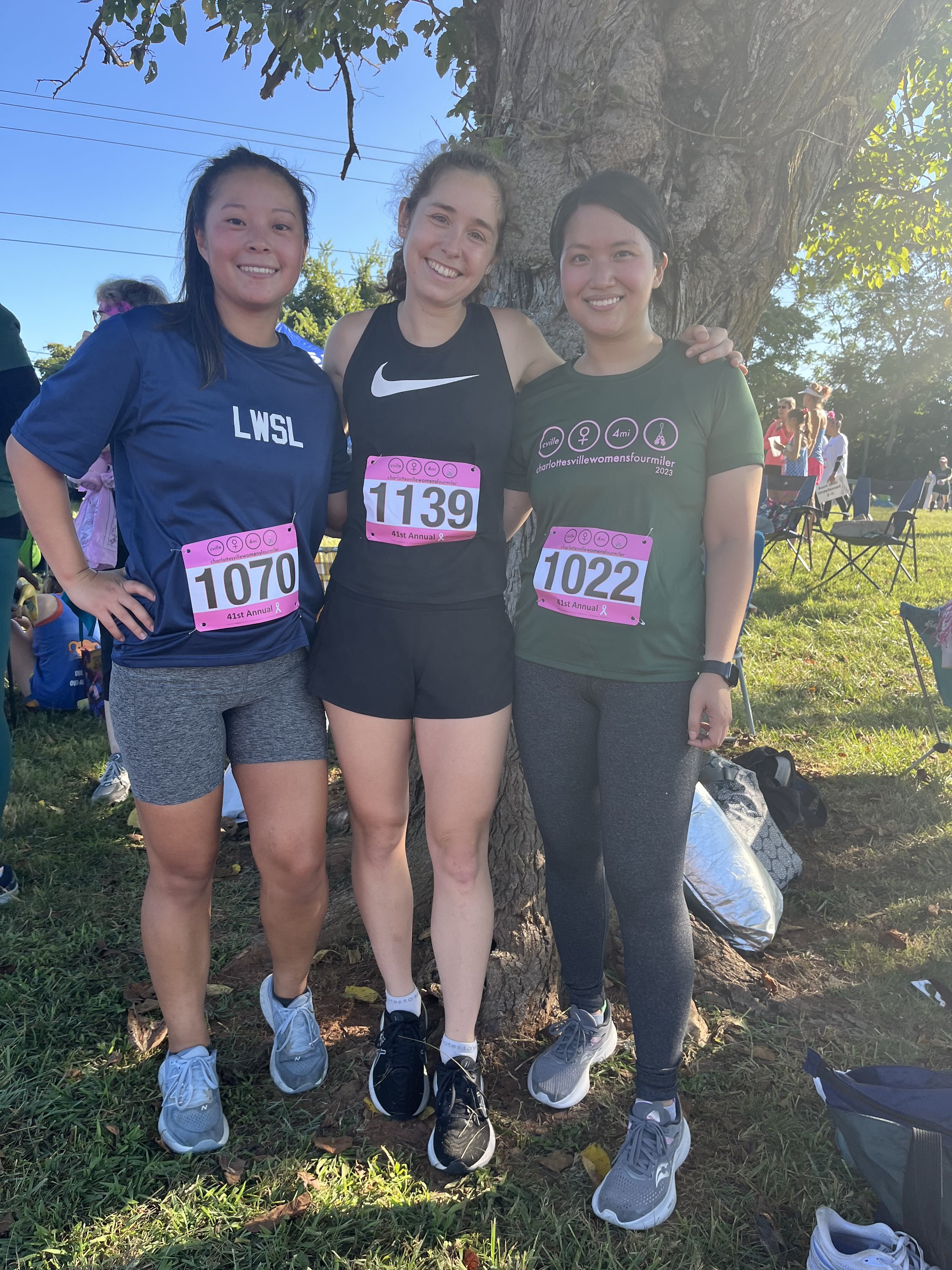 Addie, Kristine, and Jess at the 4 miler
