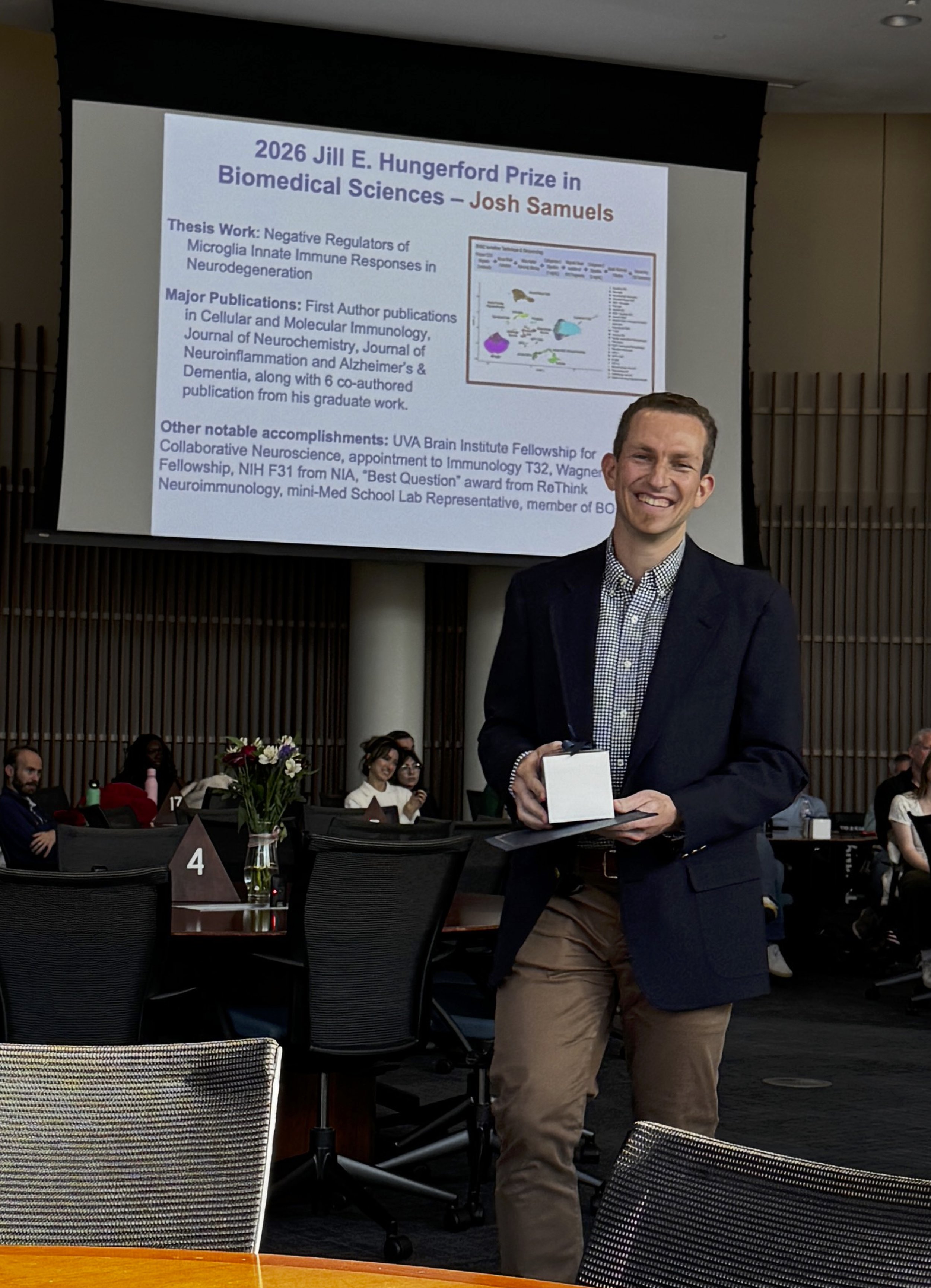Josh Samuels wins the 2026 Jill E. Hungerford Prize in Biomedical Sciences! 