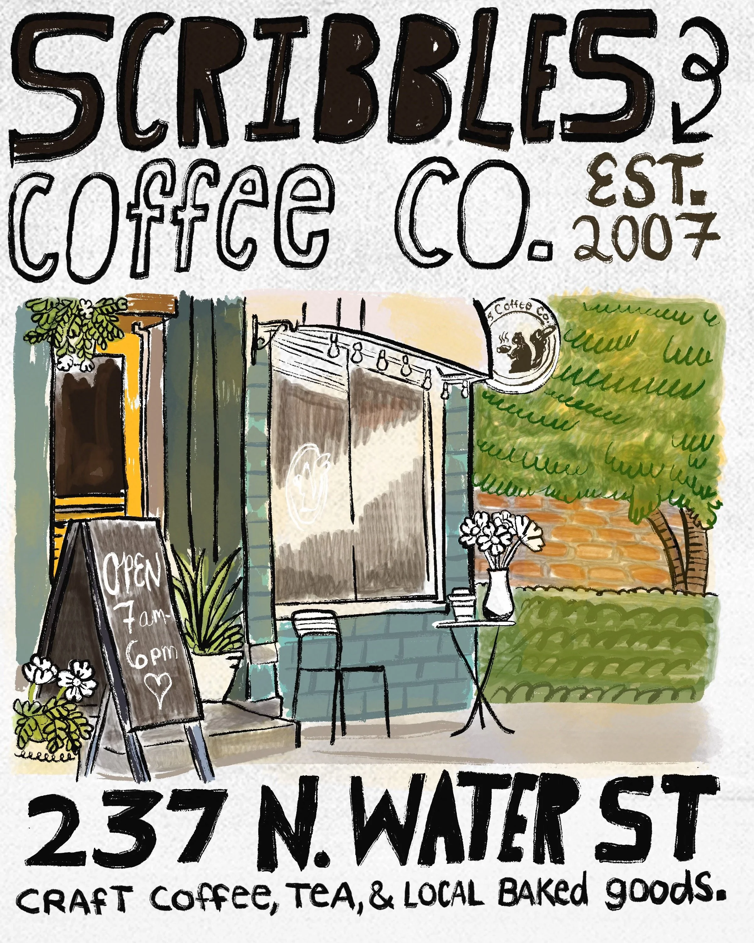 Scribbles Storefront Art Print