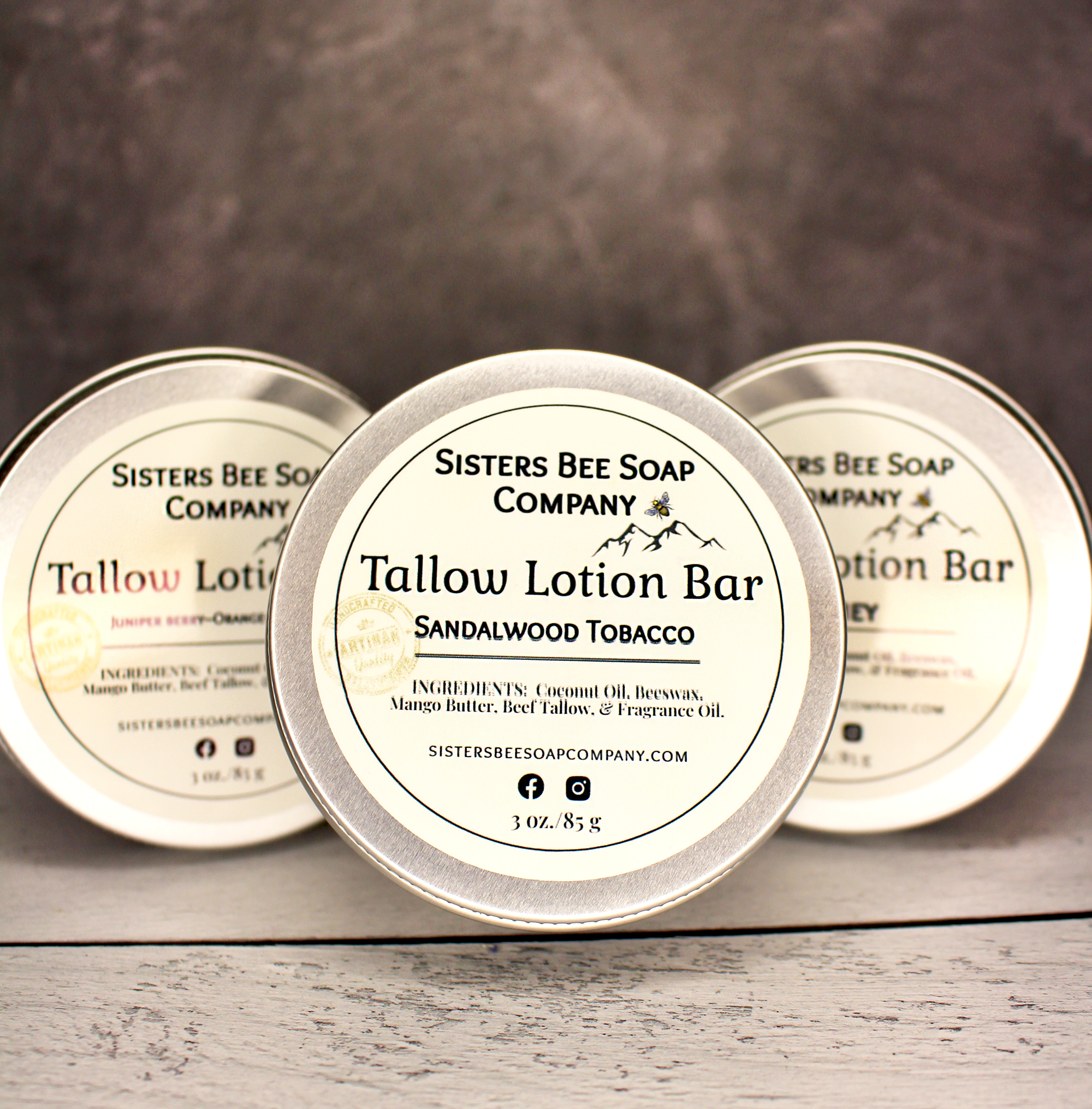 Three Tallow Lotion Bar Tins