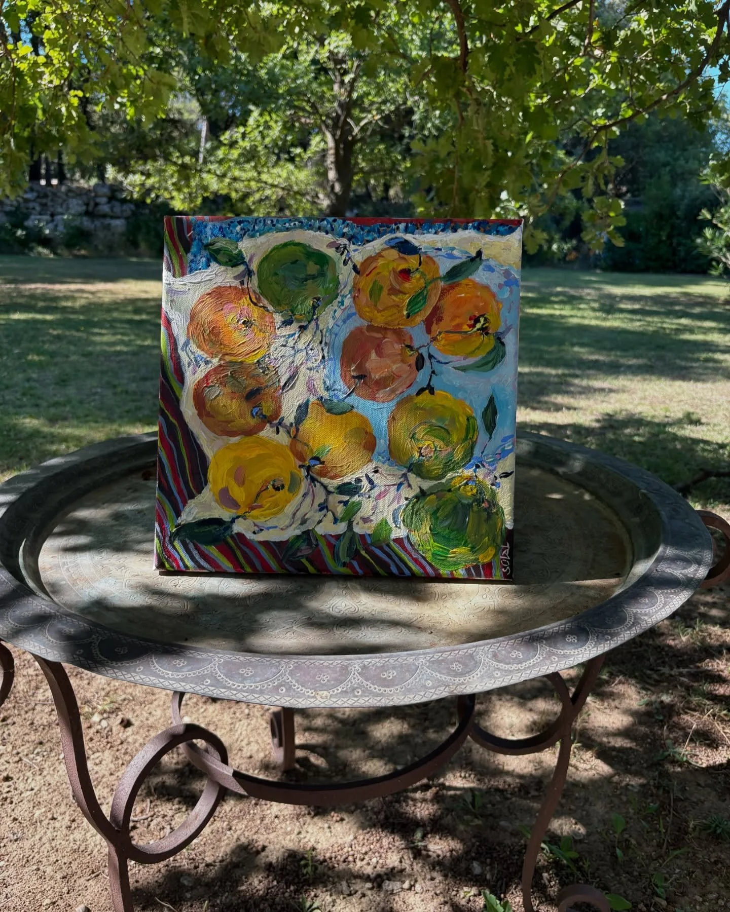 Les pommes. When food inspires art. A beautiful painting created for an exhibition &ldquo;Echoes of Cezanne&rdquo; by @johannasolal, a local French artist in Aix-en-Provence who left a thriving career in fashion to become a chef and artist. Celebrati