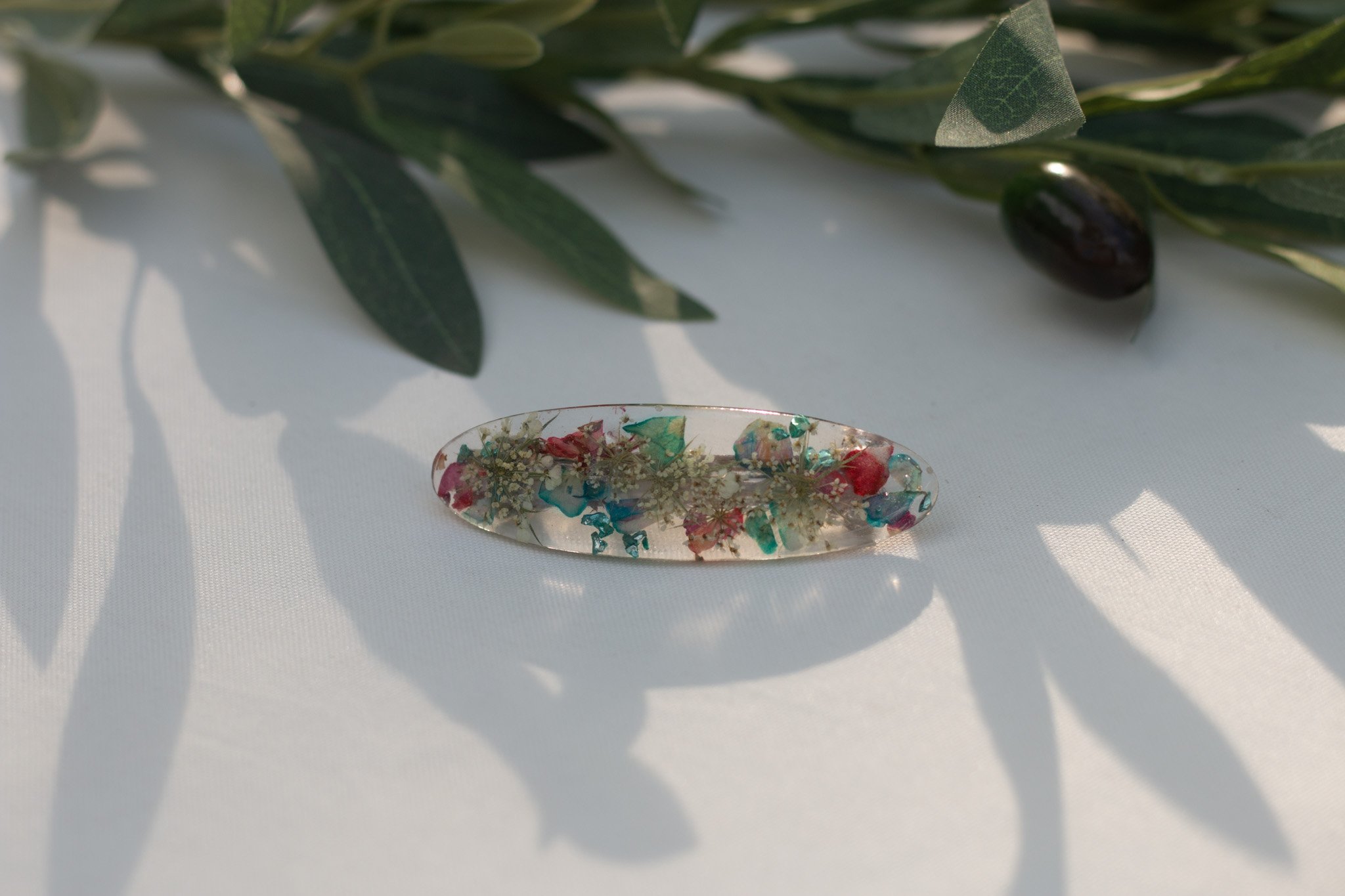 Queen Anne’s Lace Oval French Barrette