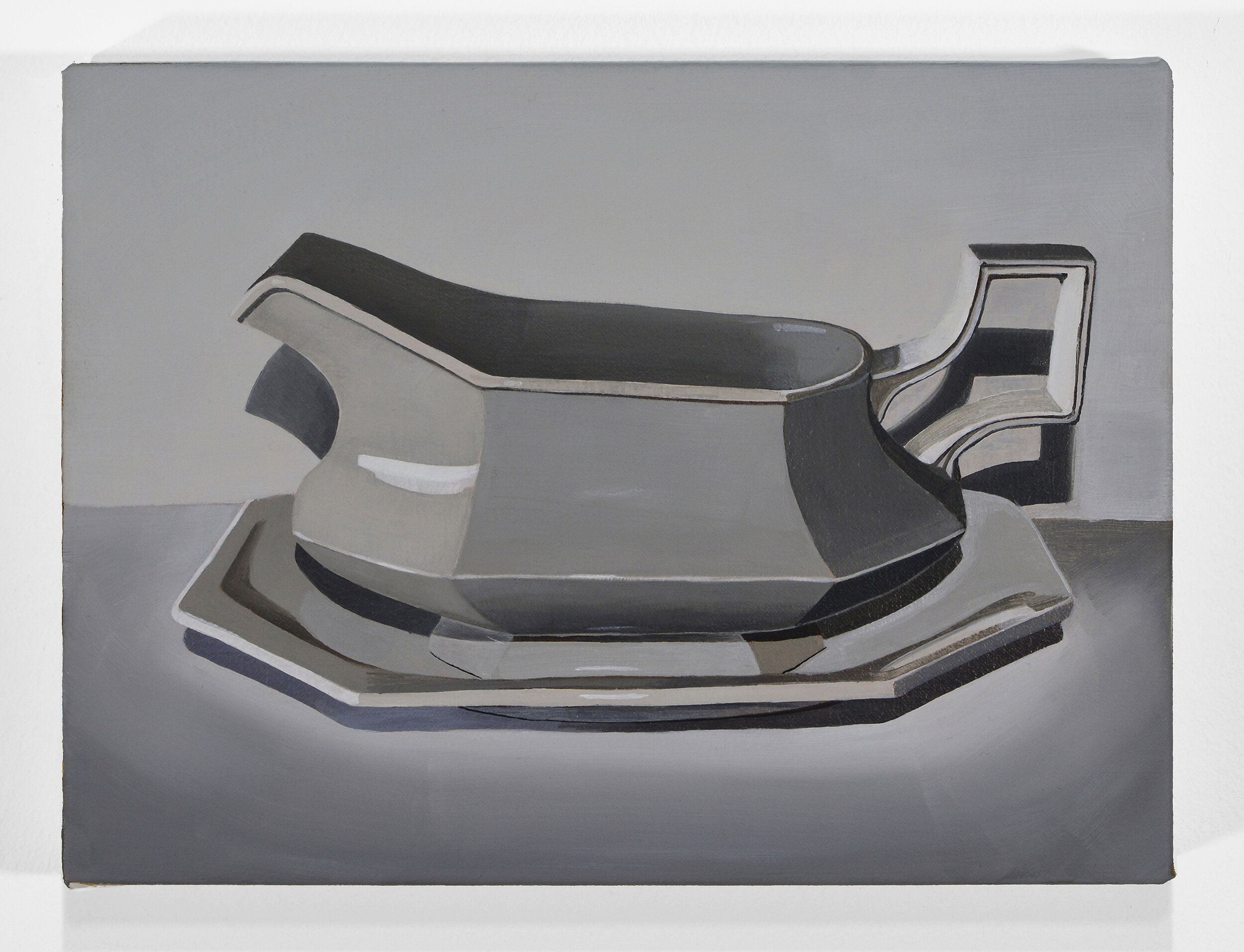  Gravy boat and underplate (with flash) (2018)   Oil on linen  18 x 24cm  Private Collection 