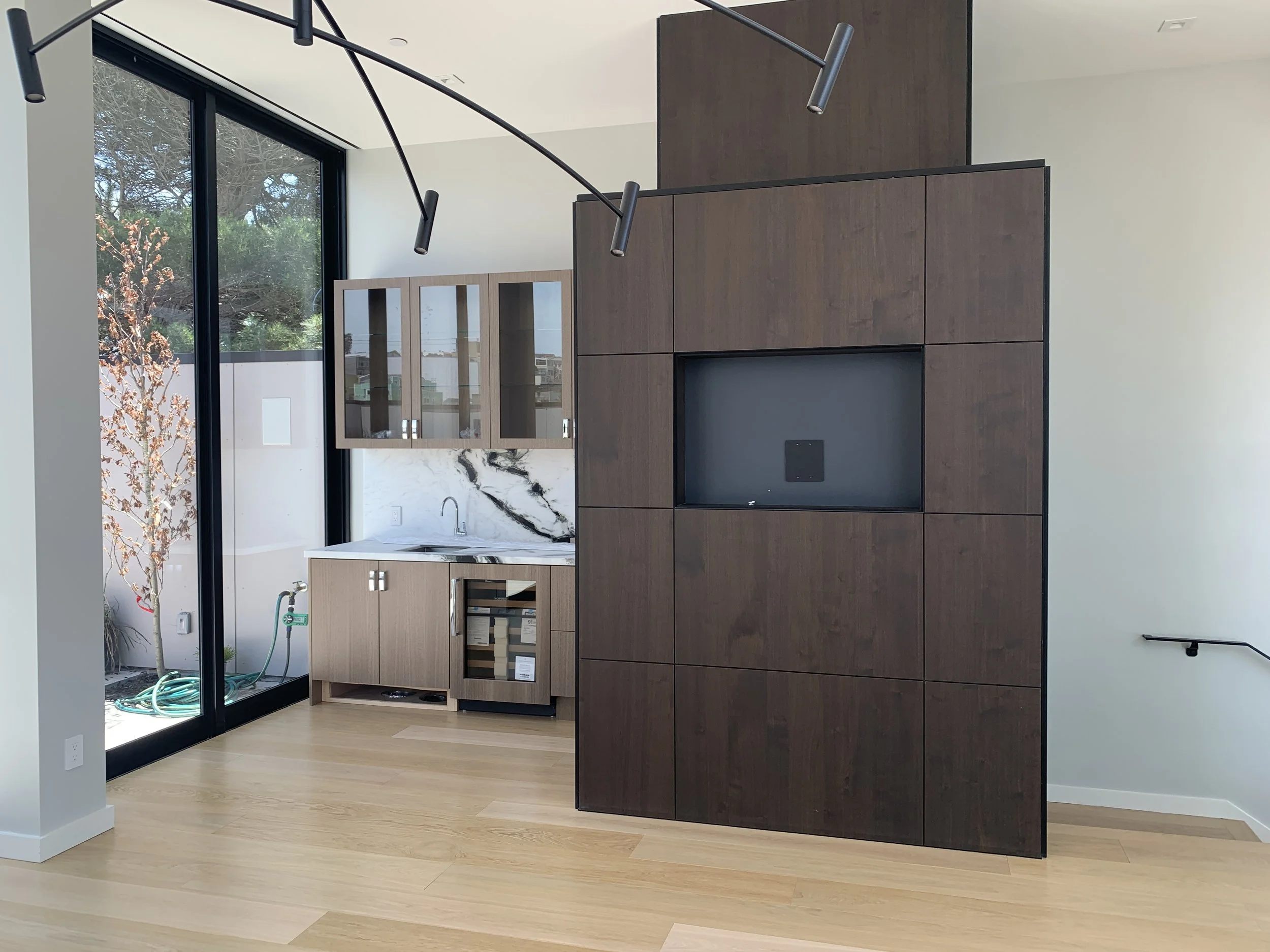 Custom Paneled Powder Room Surround & Wet Bar
