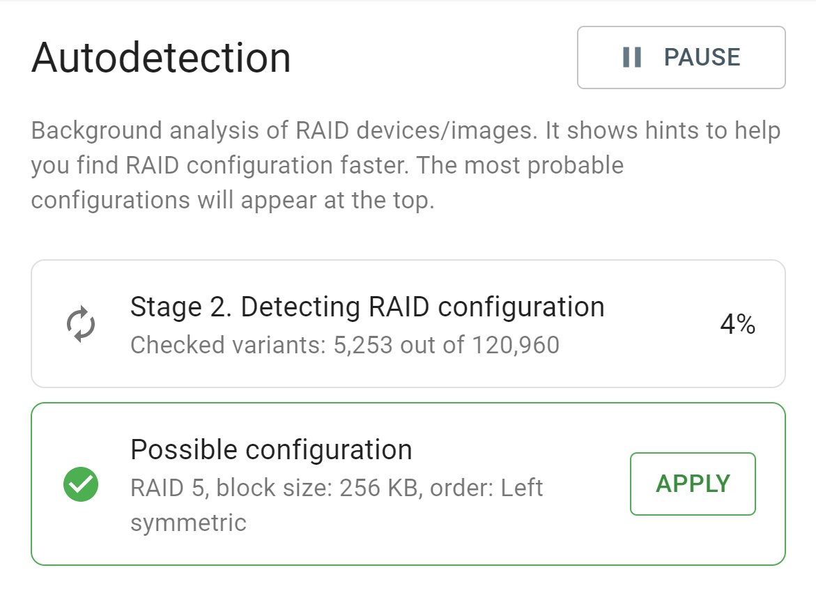 RAID : détection et réassemblage automatisés