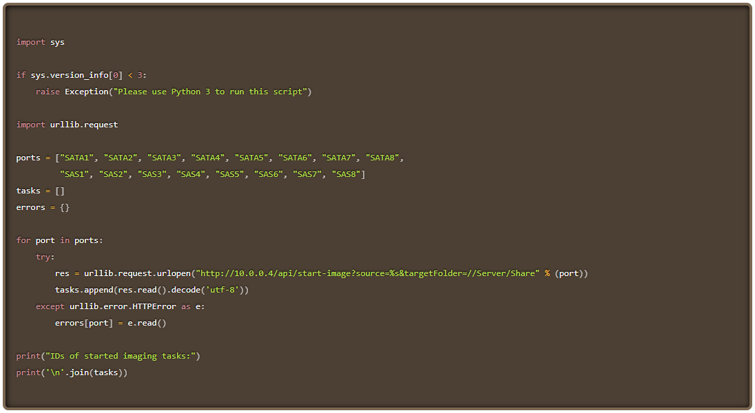 Web API Integrate drive imaging into an automated evidence processing sequence, and reduce downtime between its stages using the built-in Web API.