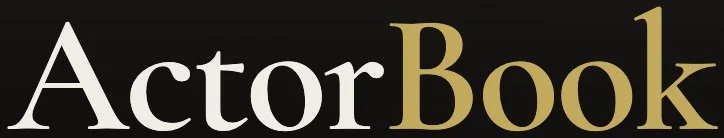 Text reading 'Actor Book' in black and gold lettering on a black background.