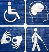 Image representing sign language, mobility, cognitive and visual disability