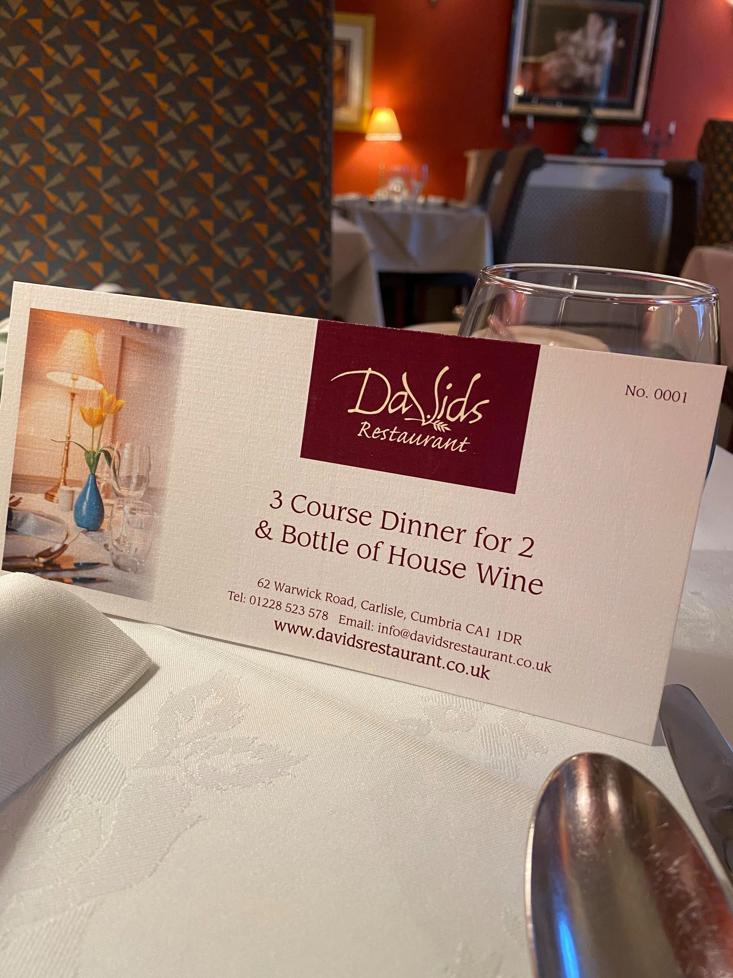 3 Course Dinner for two with a Bottle of House Wine