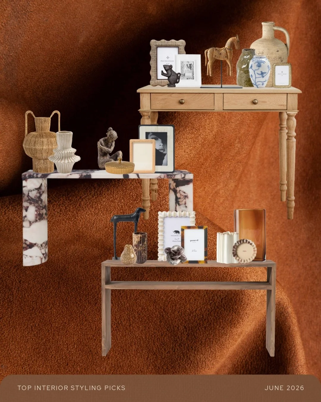 My top interior styling picks for June have dropped! 

I love a good console moment but I also know it can be an easy corner of the home to neglect, so I thought I would round up my fave consoles, vases, frames and ornaments to get you inspired to cu