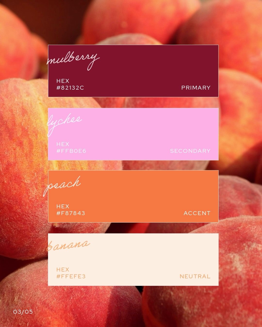 Ending my working week with some fresh colour palette inspo 🍑🍋&zwj;🟩❄️

Hit save for your next branding or design project 💫