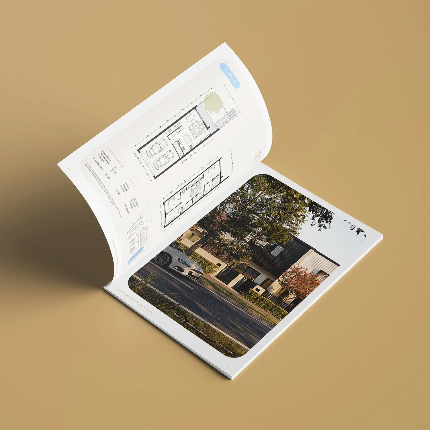 Raego Creative - Winona Googong Townhomes Development Branding Brochure Spread Floor Plan and Render.jpg