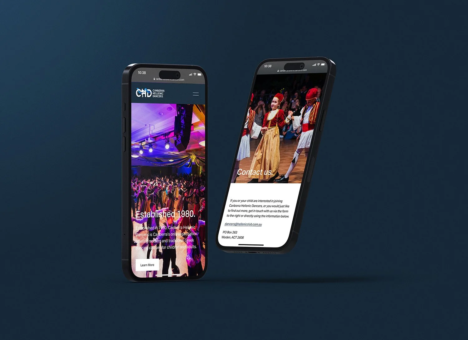 Raego Creative Canberra Hellenic Dancers Website Design Mobile MockuP iPhone.jpg
