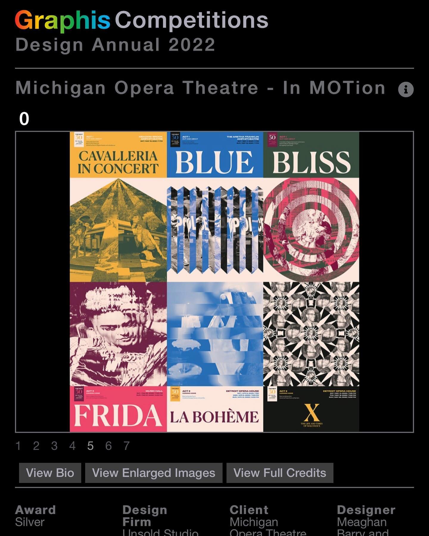 Feeling in the Olympic spirit today, as we were awarded TWO SILVER 🥈🥈and ONE HONORABLE MENTION by @graphis_inc for their 2022 Design Annual. We took home Silver in Poster for the series we created for @michiganopera&rsquo;s 2021-2022 season, a Silv