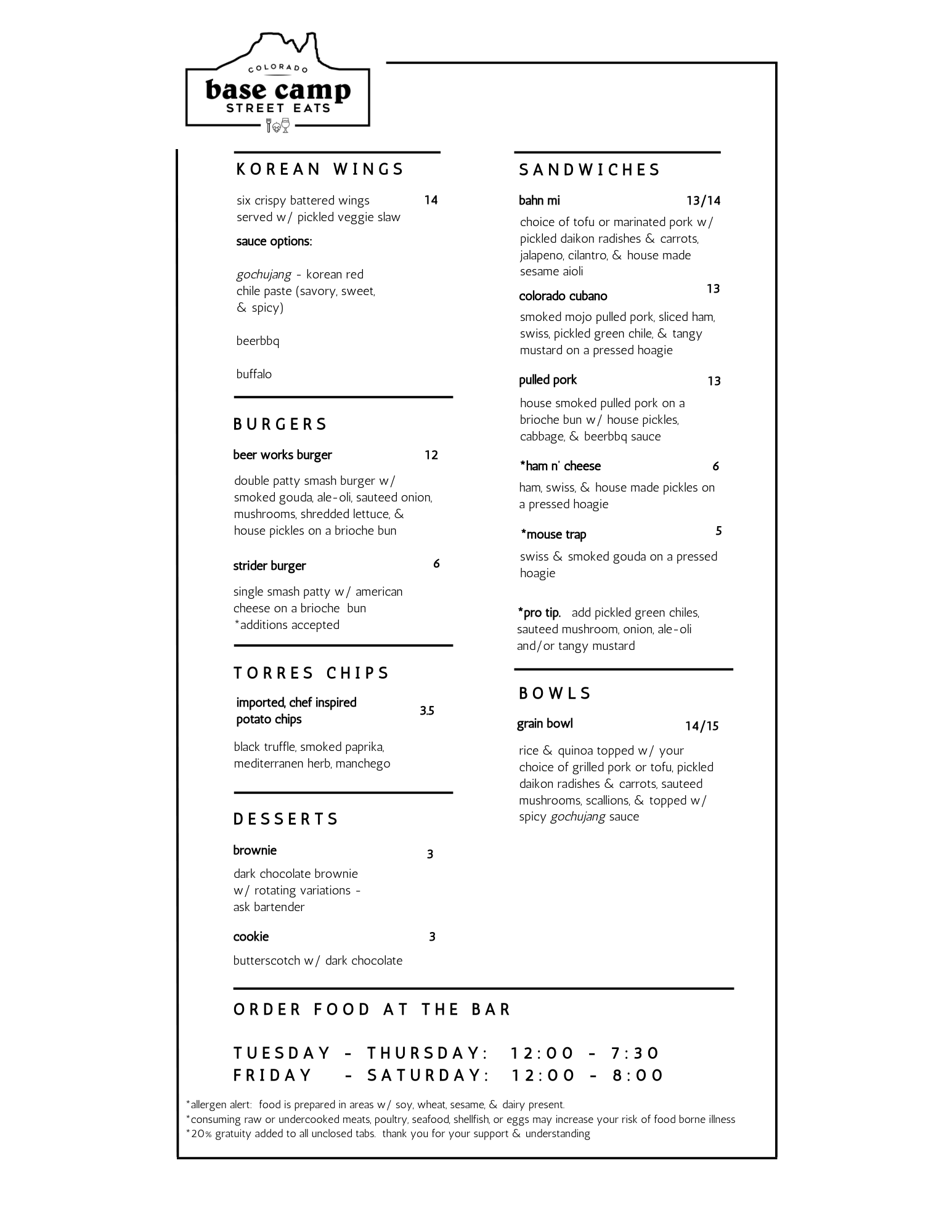 street eats — Base Camp Beer Works
