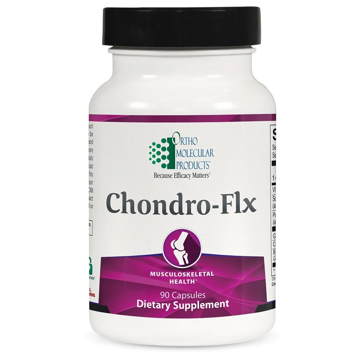 Ortho Molecular Products Chondro-Flx dietary supplement bottle, 90 capsules for musculoskeletal health.