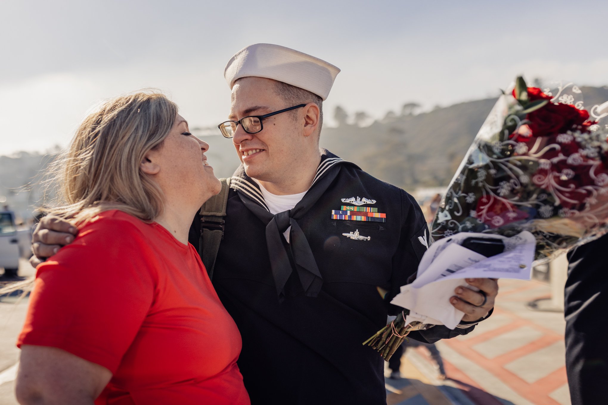 Happy husband at his navy Homecoming 