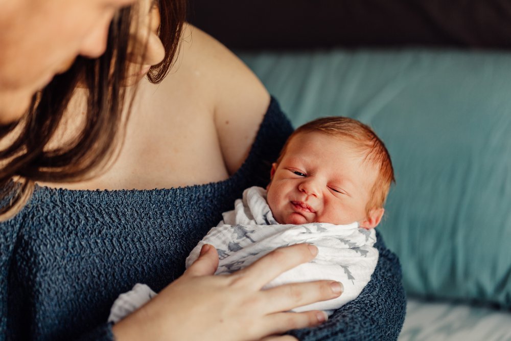  San Diego Newborn Lifestyle and birth Photographer red headed boy 